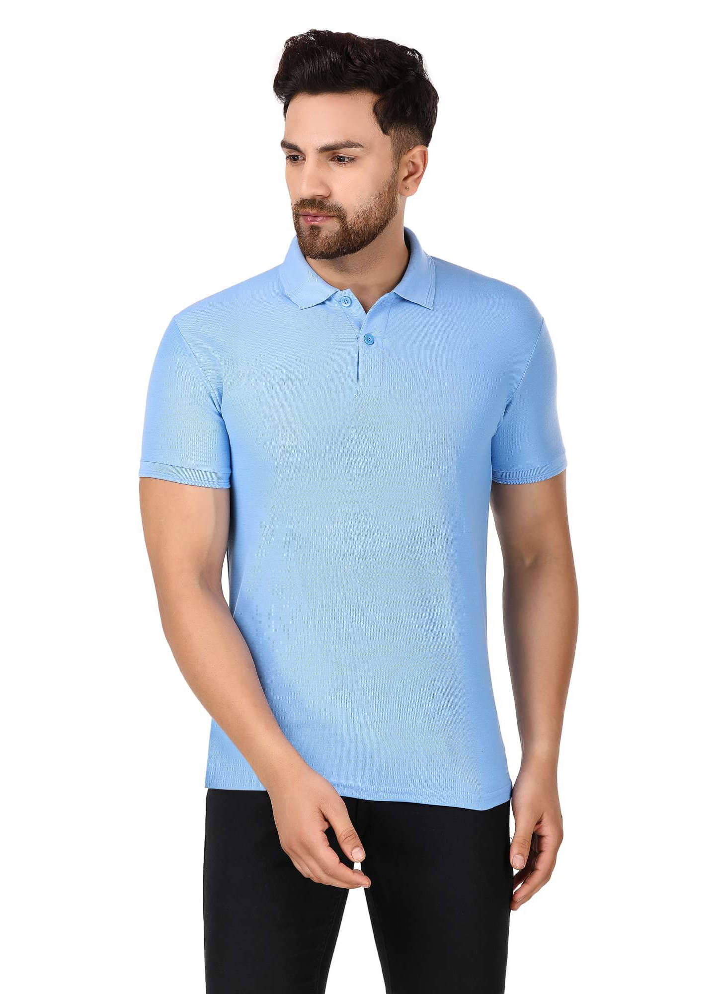 Nios Fashion Pack of 1 Cotton Blend Slim Fit Solid Half Sleeves Men's Polo T Shirt ( Sky Blue ) Nios Fashion Pack of 1 Cotton Blend Slim Fit Solid Half Sleeves Men's Polo T Shirt ( Sky Blue )