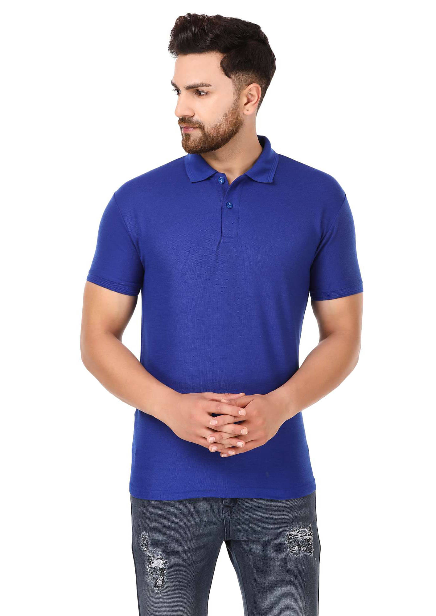 Nios Fashion Pack of 1 Cotton Blend Slim Fit Solid Half Sleeves Men's Polo T Shirt ( Blue ) Nios Fashion Pack of 1 Cotton Blend Slim Fit Solid Half Sleeves Men's Polo T Shirt ( Blue )
