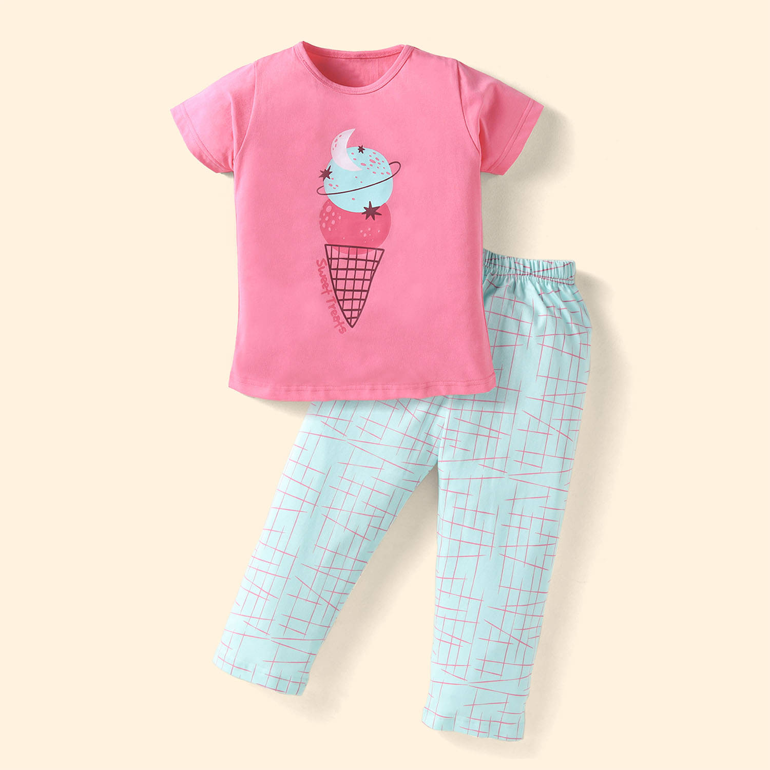     			Nite Flite Pack of 1 Girls Cotton Nightsuit Set ( Multicolor )