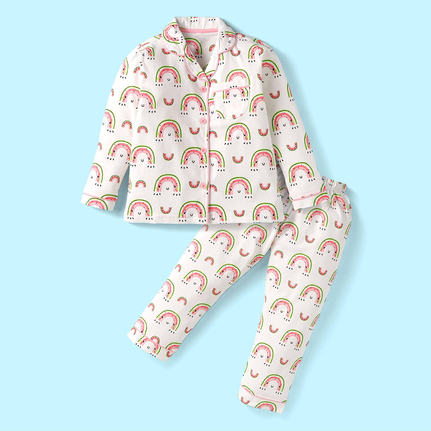     			Nite Flite Pack of 1 Girls Cotton Nightsuit Set ( Off White )