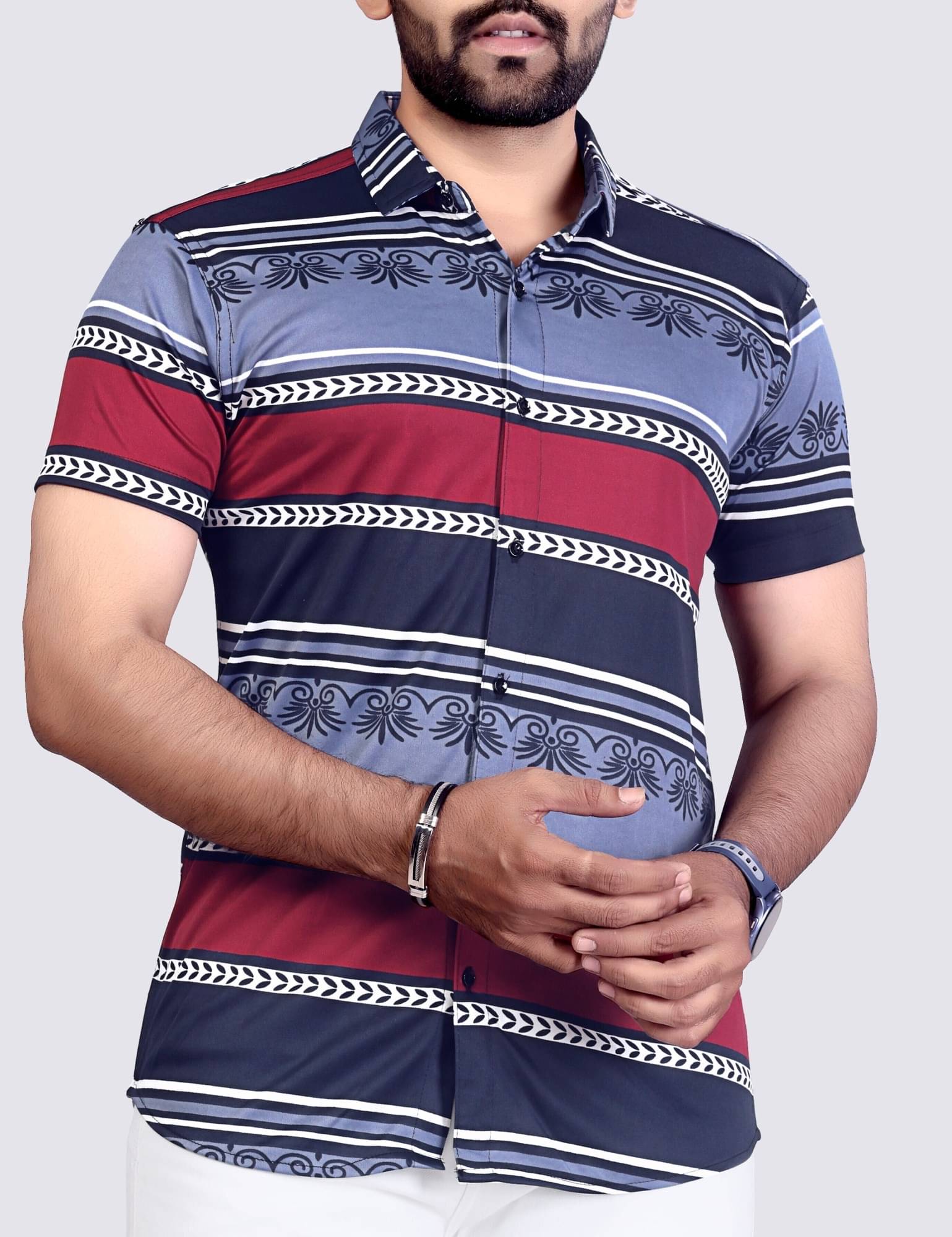     			STI Polyester Regular Fit Striped Half Sleeves Men's Casual Shirt - Multicolor ( Pack of 1 )