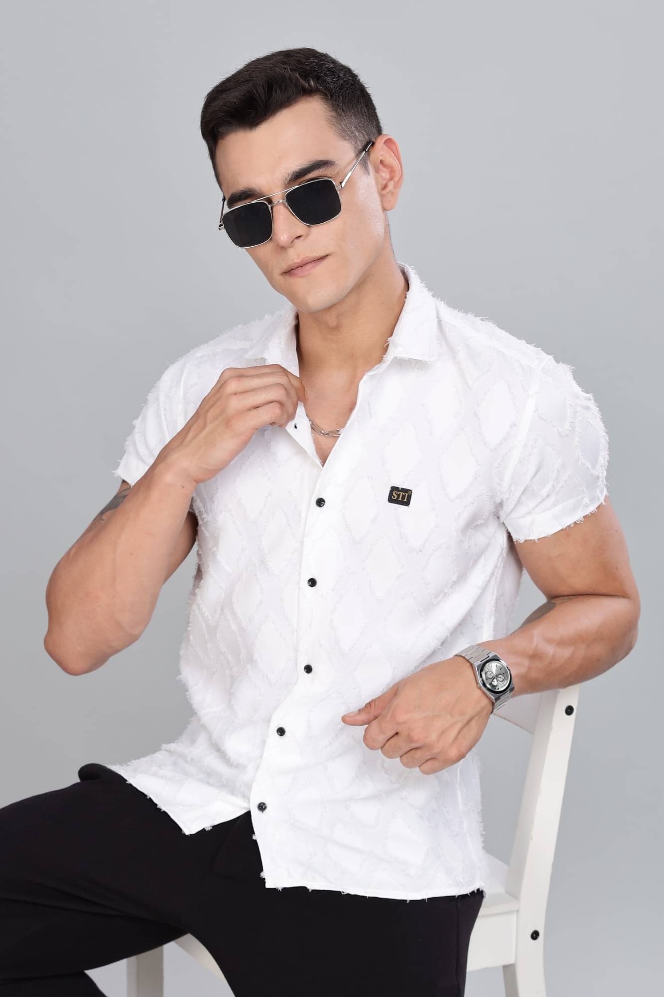STI Viscose Regular Fit Self Design Half Sleeves Men's Casual Shirt - White ( Pack of 1 ) STI Viscose Regular Fit Self Design Half Sleeves Men's Casual Shirt - White ( Pack of 1 )