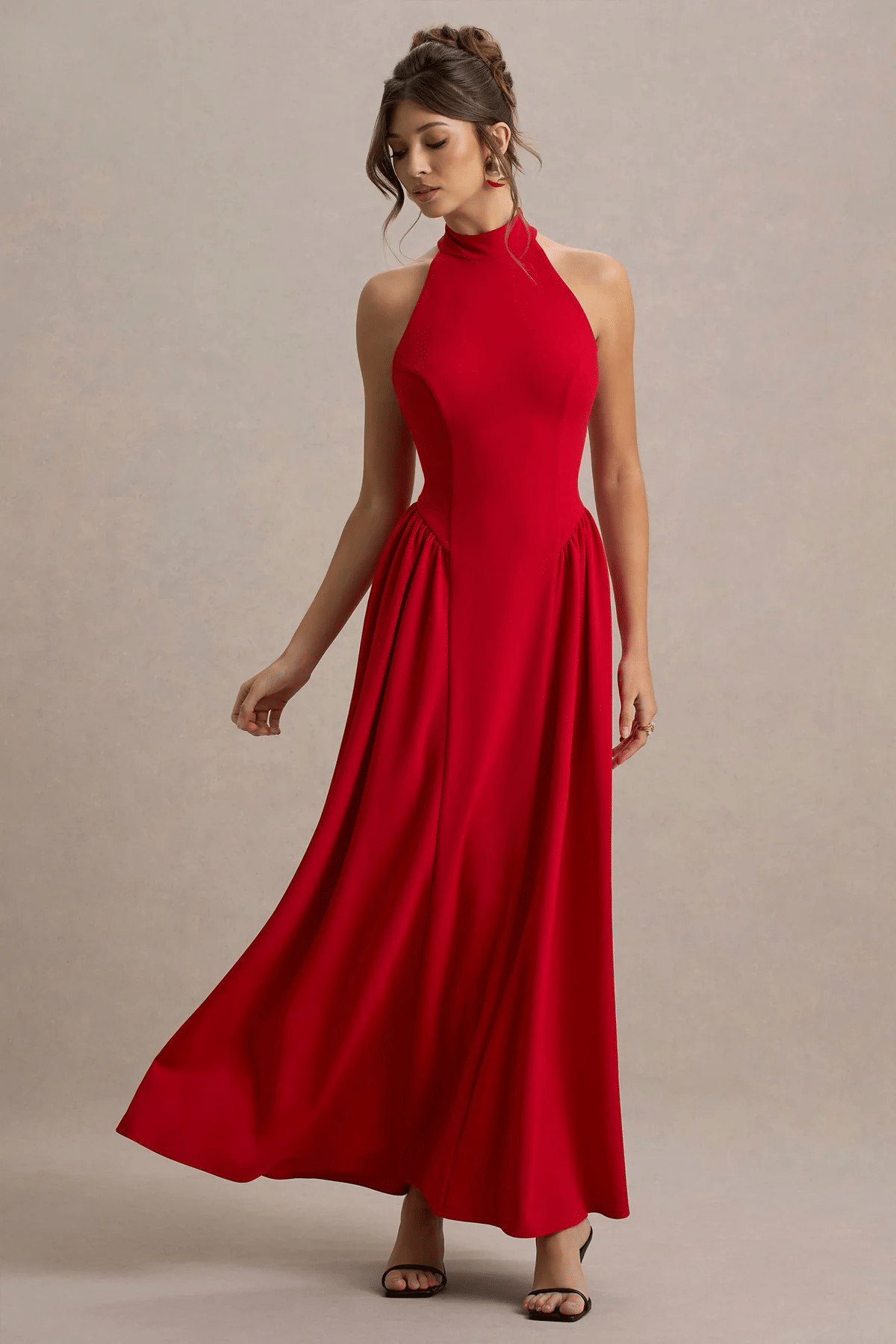     			Traquila Women Lycra Solid Fit & Flare Dress ( Red )