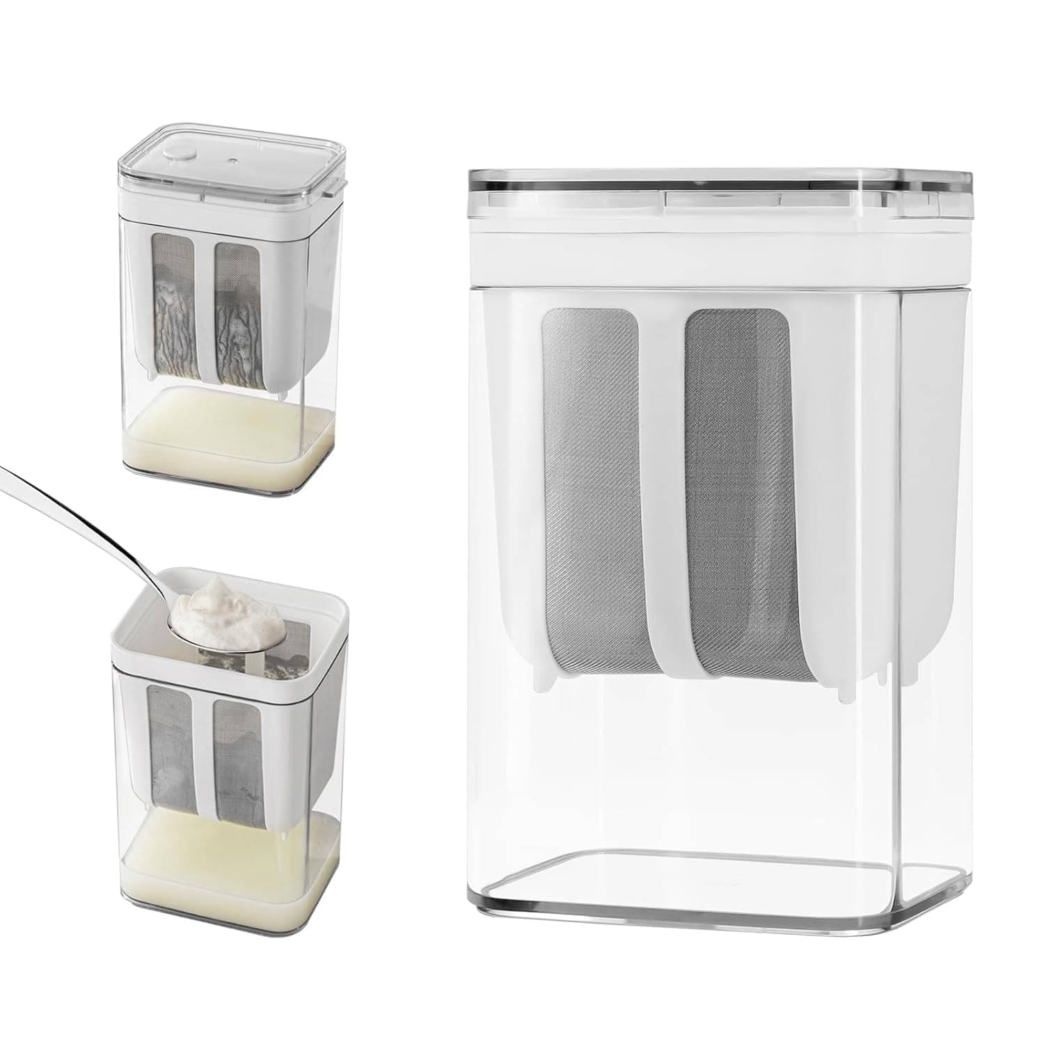 Bhavyta Transparent Plastic Yogurt Maker Strainer with Fine Mesh Bag 1100ml ( Set of 1 ) Bhavyta Transparent Plastic Yogurt Maker Strainer with Fine Mesh Bag 1100ml ( Set of 1 )