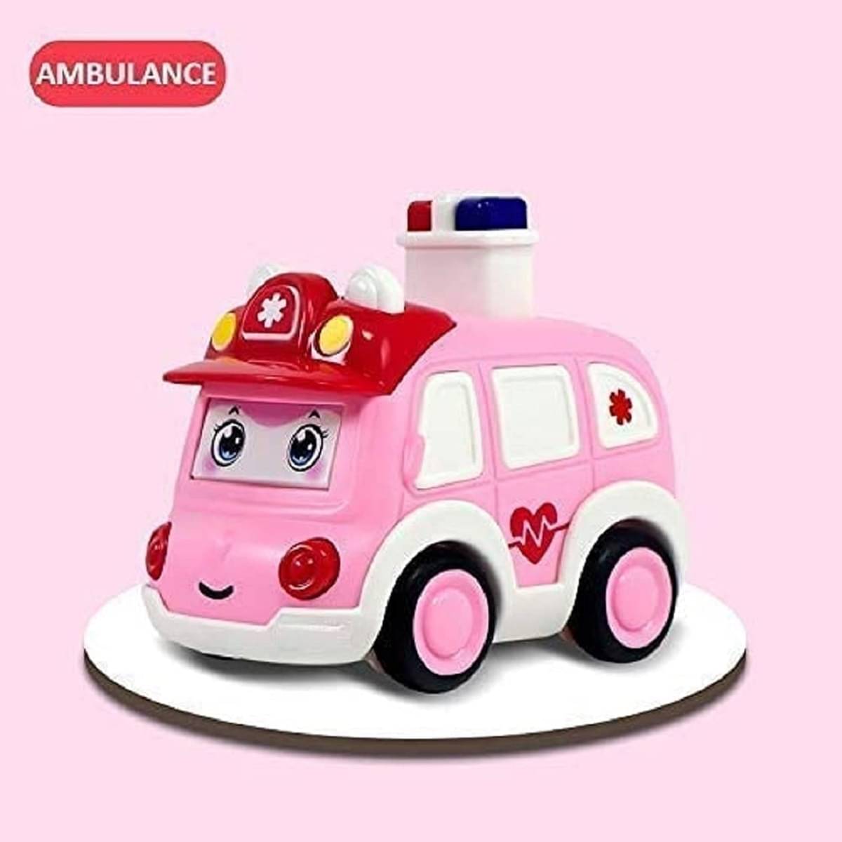 DENFE Unbreakable Cartoon Friction Power Toy Vehicles Toy Press and Go Ambulance Car Toy for Kids Crawling Toys for Kids (Pack of 1) DENFE Unbreakable Cartoon Friction Power Toy Vehicles Toy Press and Go Ambulance Car Toy for Kids Crawling Toys for Kids (Pack of 1)