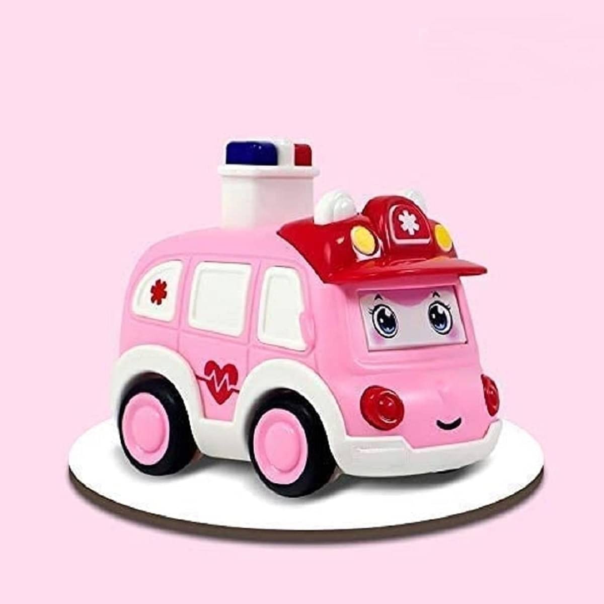    			DENFE  Unbreakable Cartoon Friction Power Toy Vehicles Toy Press and Go Ambulance  Car Toy for Kids Crawling Toys for Kids (Pack of 1)