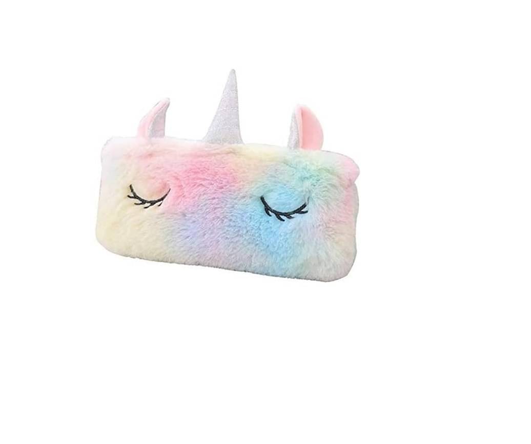     			ECLET Beautiful Unicorn Fur Pouch For Kids And Girls (Assorted Design) Art EVA Pencil Box  (Set of 1, Multicolor)