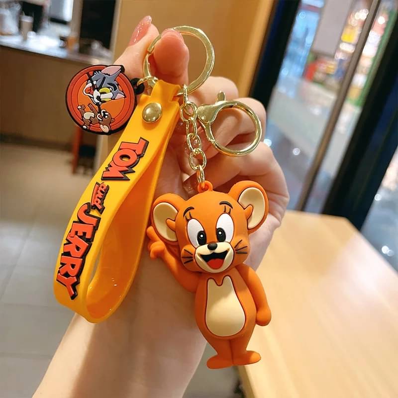     			Cartoon Jerry 3D Key Chain Metal Key Ring Birthday Gift Men Woman Kids Silicone Key Chain
