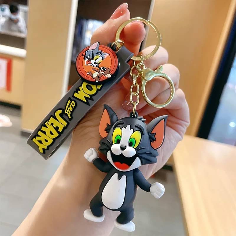     			Tom 3D Key Chain Cute Cartoon Metal Key Ring Birthday Gift Boy Girl Kid Silicone Key Chain