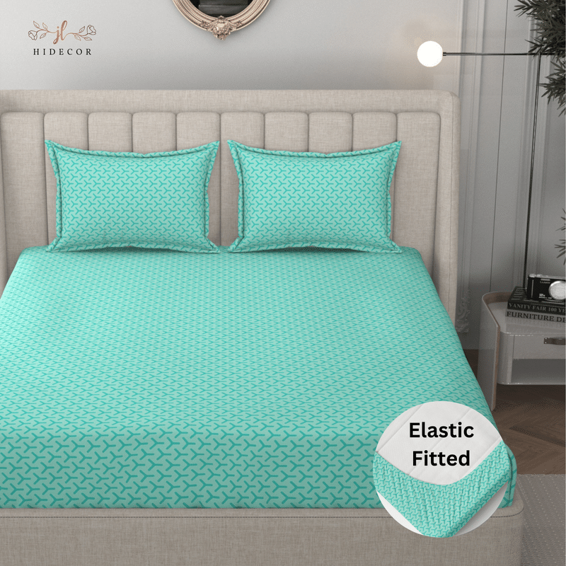 HIDECOR Microfibre Textured Fitted 1 Bedsheet with 2 Pillow Covers ( Double Bed ) - Blue HIDECOR Microfibre Textured Fitted 1 Bedsheet with 2 Pillow Covers ( Double Bed ) - Blue