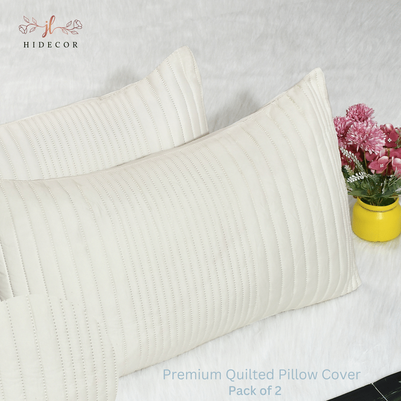     			HIDECOR - Pack of 2 Microfiber Solid Standard Size Pillow Cover ( 68.58 cm(27) x 43.18 cm(17) ) - Cream