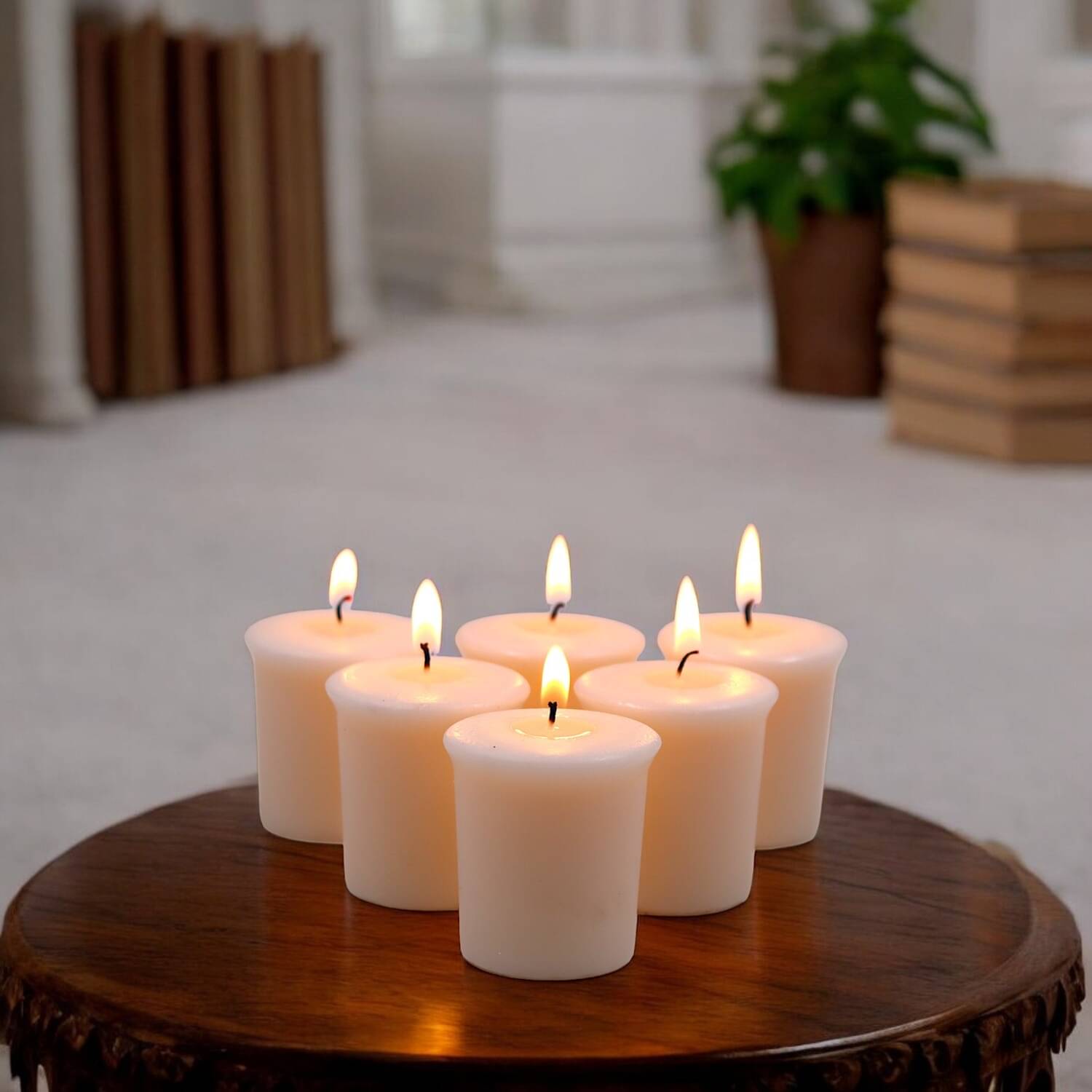     			Hosley White Votive Candle 4 cm ( Pack of 6 )