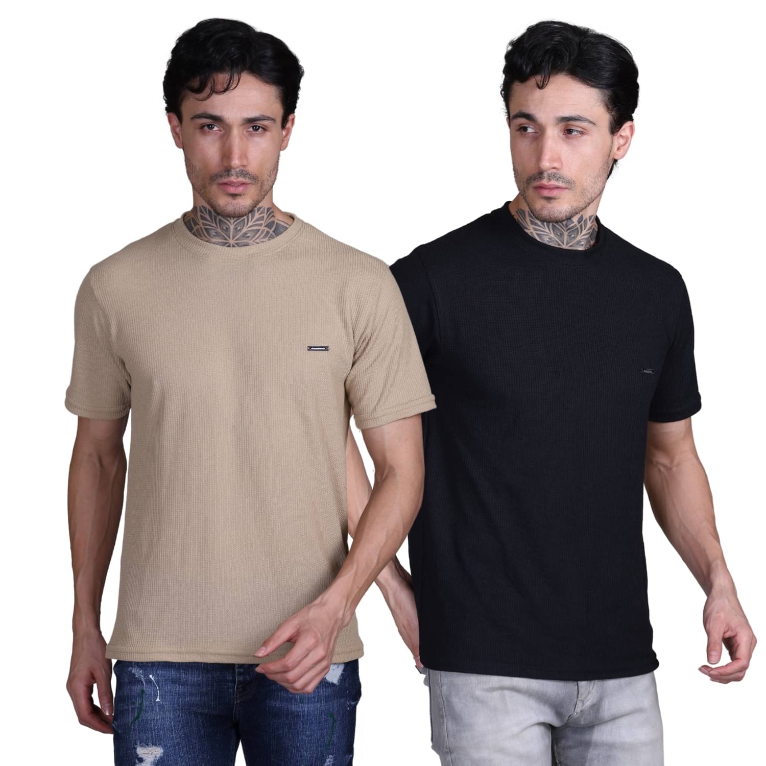 Looks United Cotton Blend Regular Fit Solid Half Sleeves Men's Round T-Shirt - Multicolor2 ( Pack of 2 ) Looks United Cotton Blend Regular Fit Solid Half Sleeves Men's Round T-Shirt - Multicolor2 ( Pack of 2 )