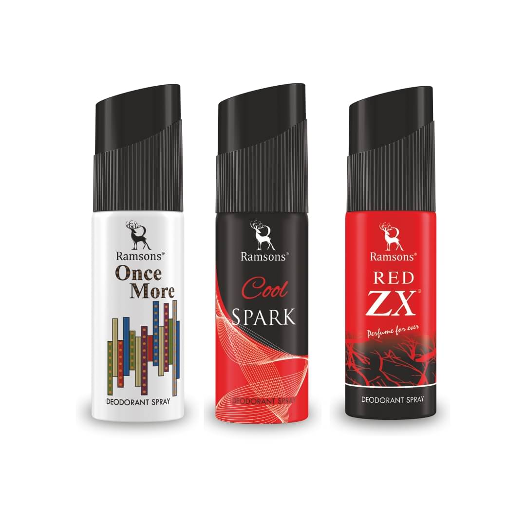Ramsons Once More & Cool Spark & Red Zx Deodorant Spray for Men 120 ml ( Pack of 3 ) Ramsons Once More & Cool Spark & Red Zx Deodorant Spray for Men 120 ml ( Pack of 3 )