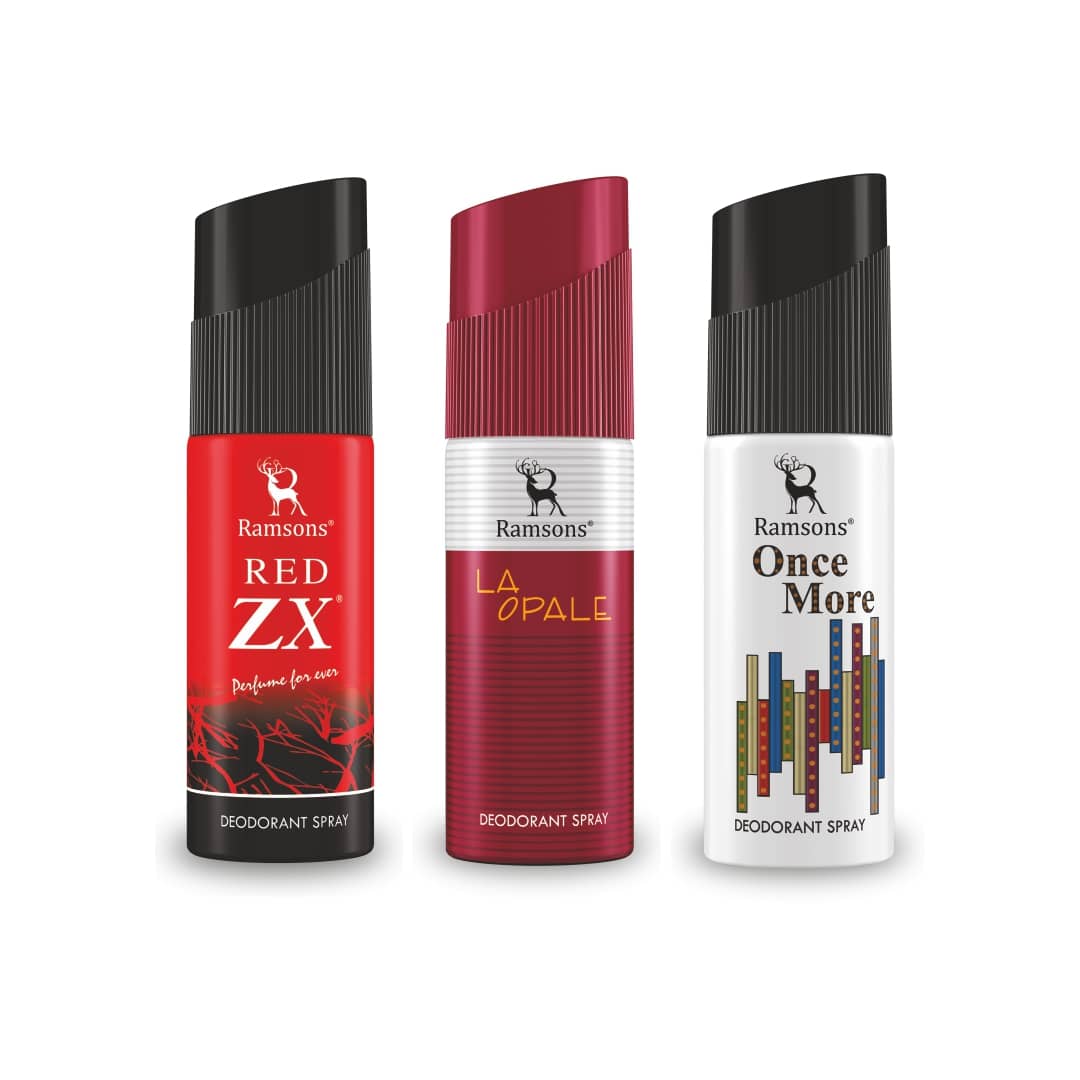 Ramsons - RED ZX, LA OPALE & ONCE MORE Deodorant Spray for Men 40ml each ( Pack of 3 )