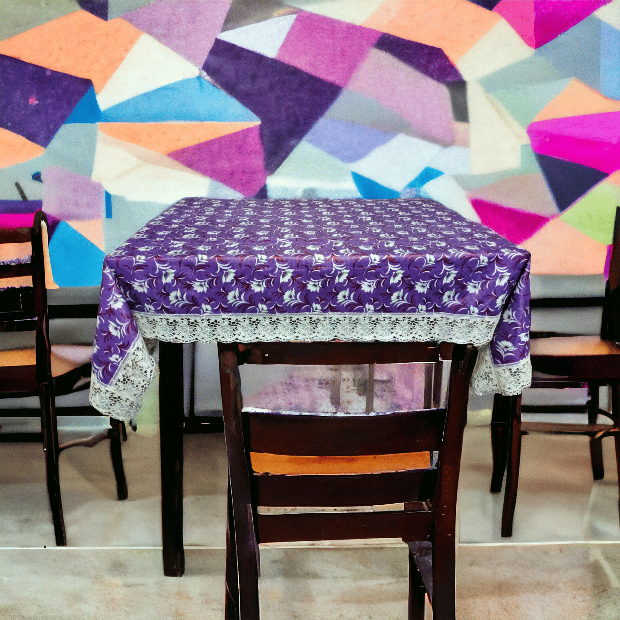 mopak decor Embroidered Polyester 6 Seater Rectangle Table Cover ( 152 x 102 ) cm Pack of 1 Purple mopak decor Embroidered Polyester 6 Seater Rectangle Table Cover ( 152 x 102 ) cm Pack of 1 Purple