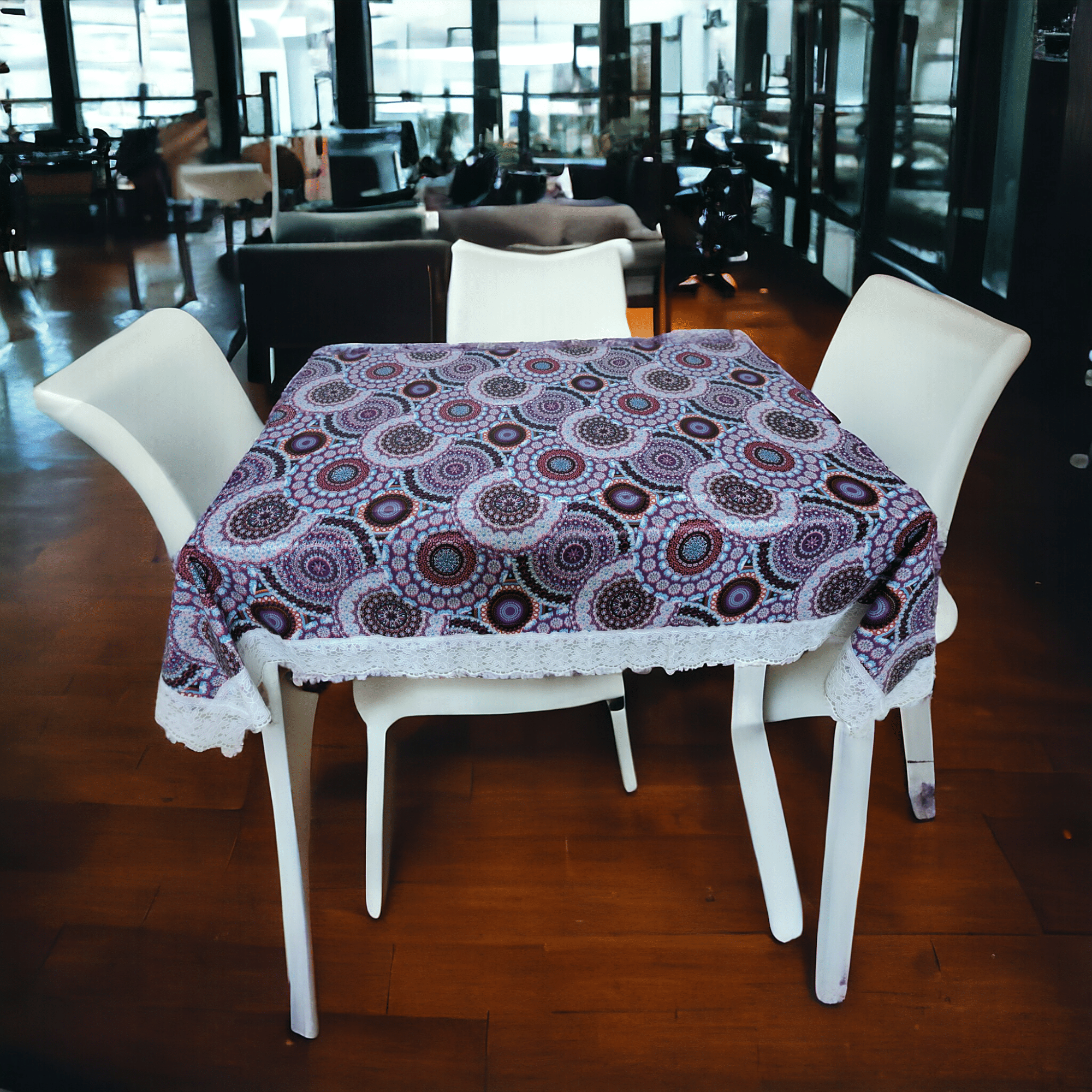     			mopak decor Embroidered Polyester 6 Seater Rectangle Table Cover ( 152 x 102 ) cm Pack of 1 Blue