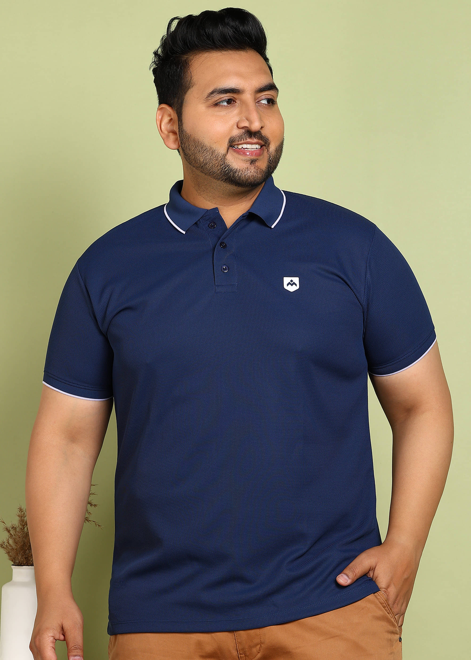 ADWYN PETER Pack of 1 Cotton Regular Fit Solid Half Sleeves Men's Polo T Shirt ( Blue )