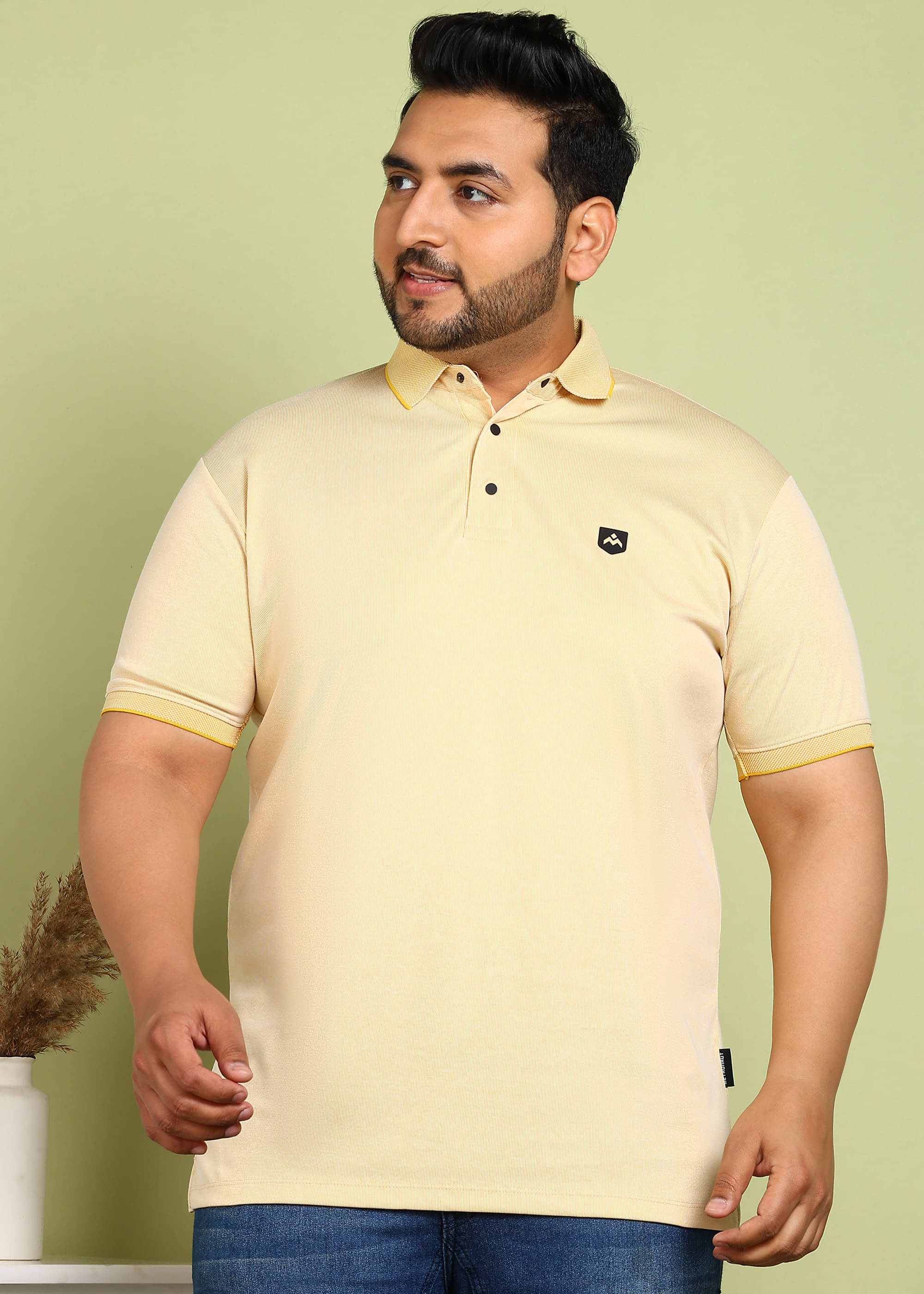     			ADWYN PETER Pack of 1 Cotton Regular Fit Solid Half Sleeves Men's Polo T Shirt ( Yellow )