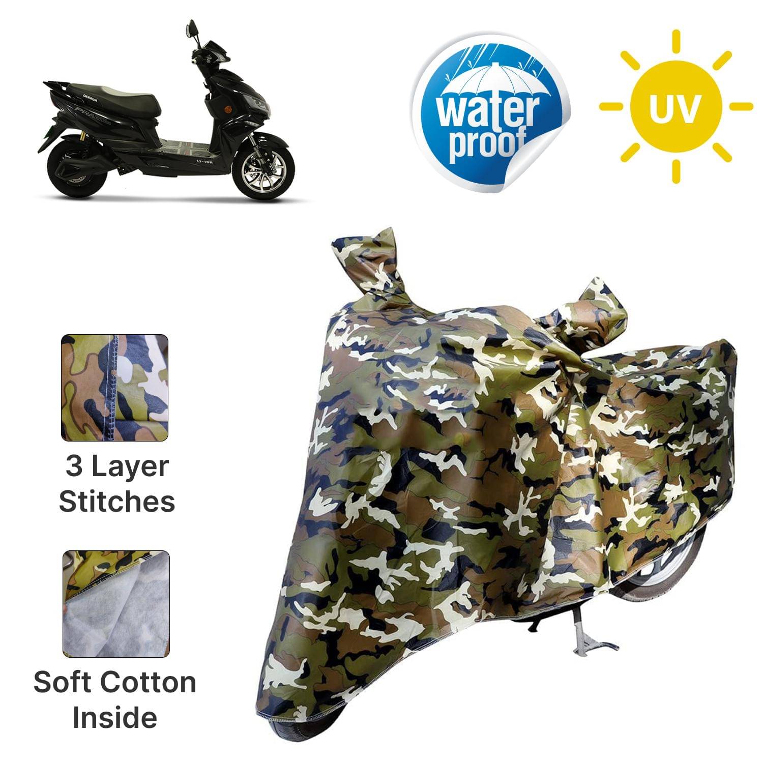 AKSMIT Bike Body Cover for Okinawa Ridge Plus Jungle (Pack of 1) AKSMIT Bike Body Cover for Okinawa Ridge Plus Jungle (Pack of 1)