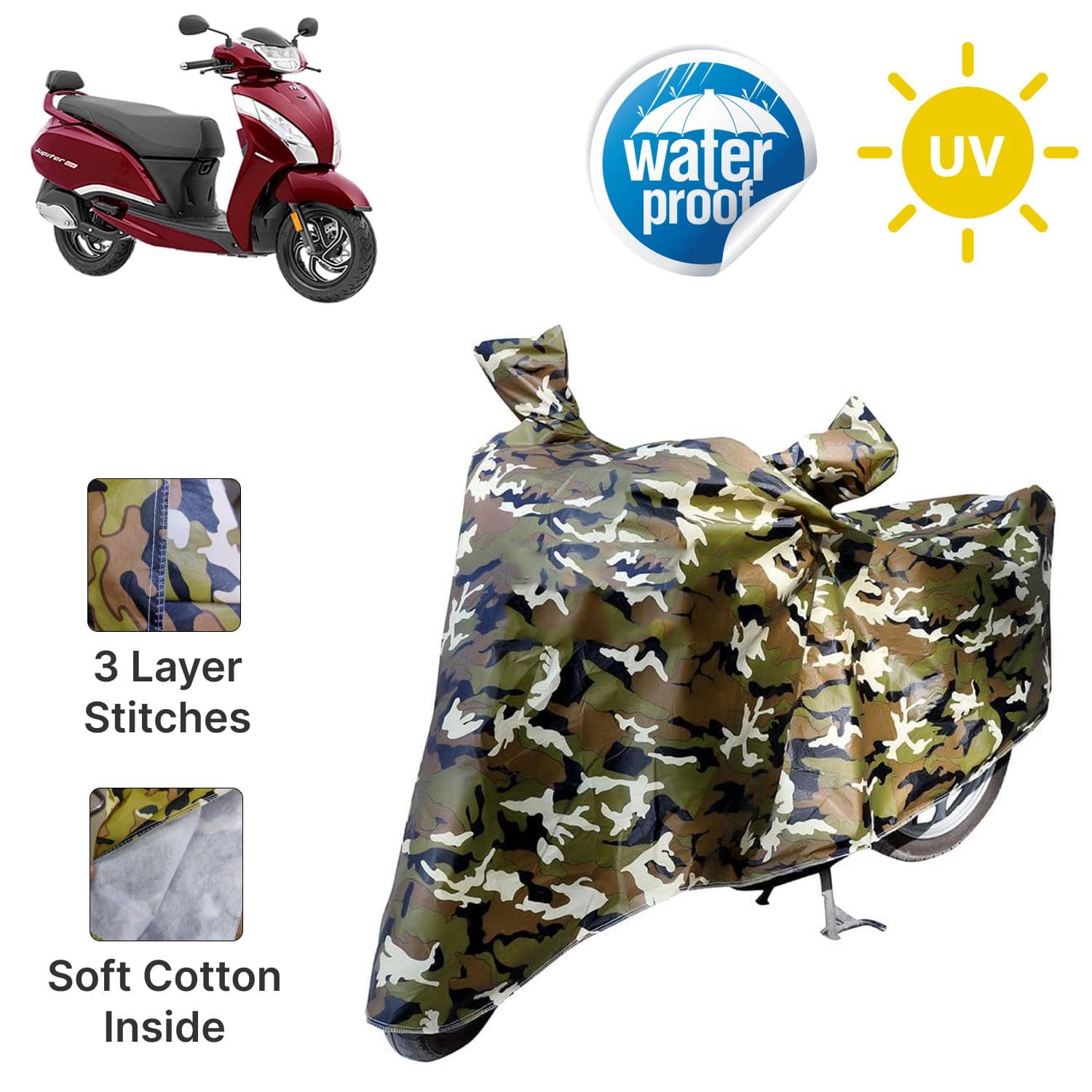 AKSMIT Bike Body Cover for TVS Jupiter 125 Jungle (Pack of 1)
