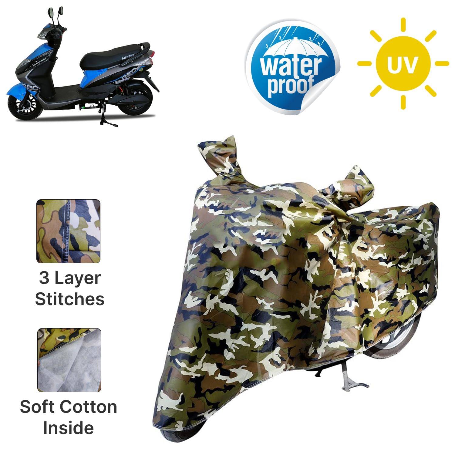 AKSMIT Bike Body Cover for Ampere Reo Li Plus Jungle (Pack of 1) AKSMIT Bike Body Cover for Ampere Reo Li Plus Jungle (Pack of 1)