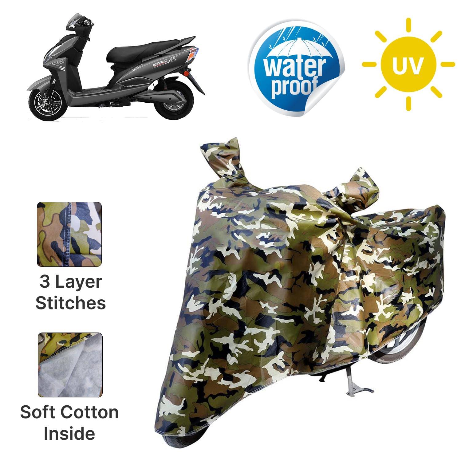 AKSMIT Bike Body Cover for Gemopai Astrid Lite Jungle (Pack of 1) AKSMIT Bike Body Cover for Gemopai Astrid Lite Jungle (Pack of 1)
