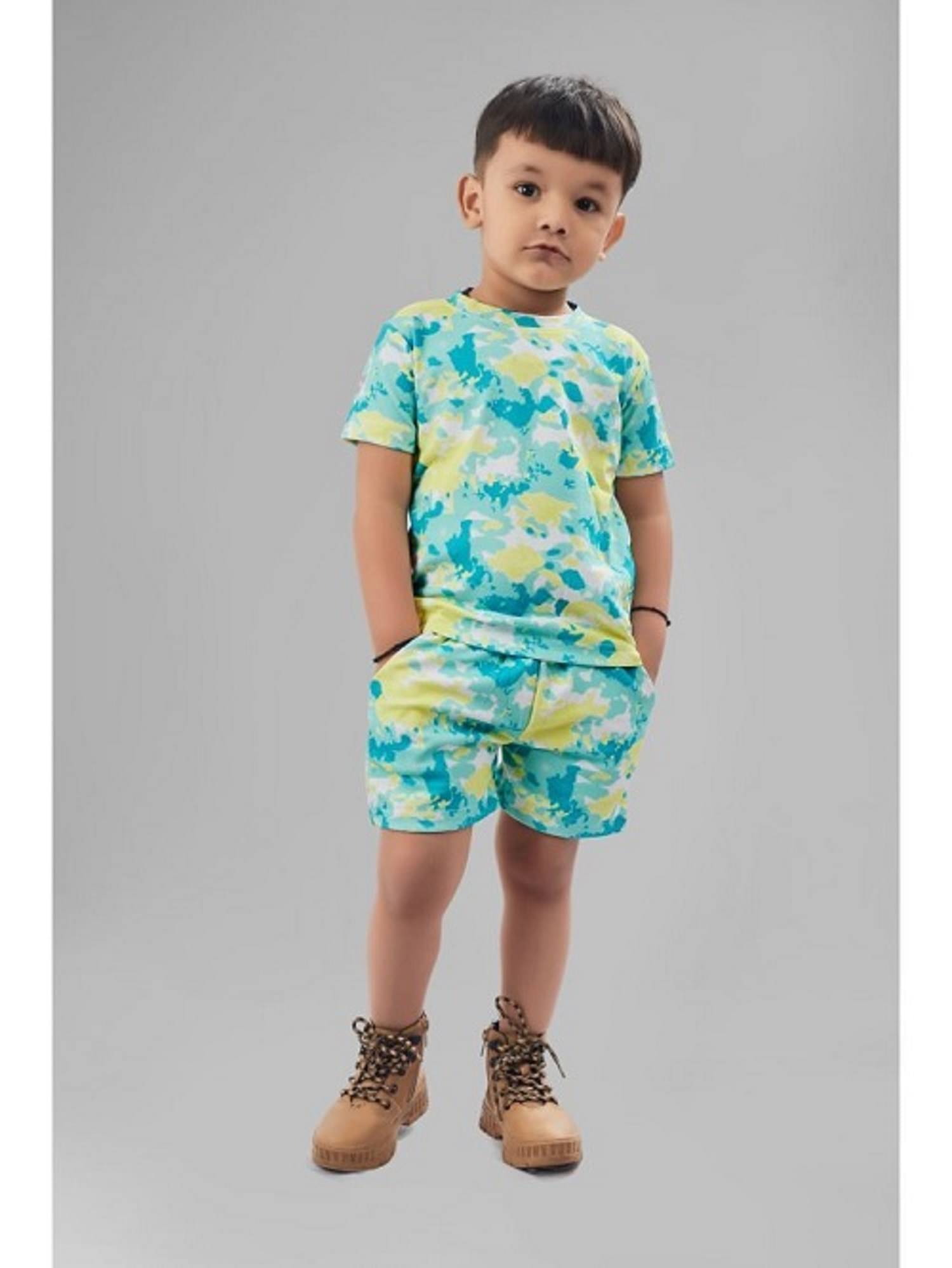     			ASTYLOR Pack of 1 Unisex Cotton Blend T-Shirt & Shorts Set ( Blue )
