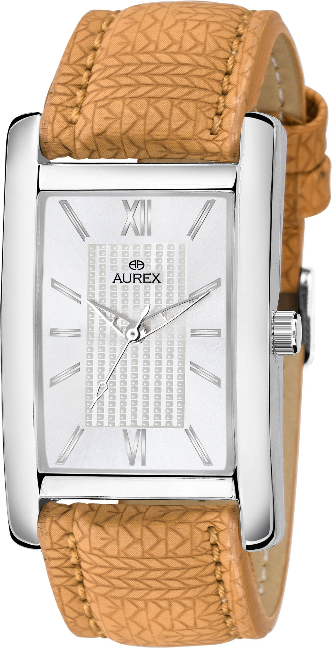     			AUREX Beige PU Analog Men's Watch