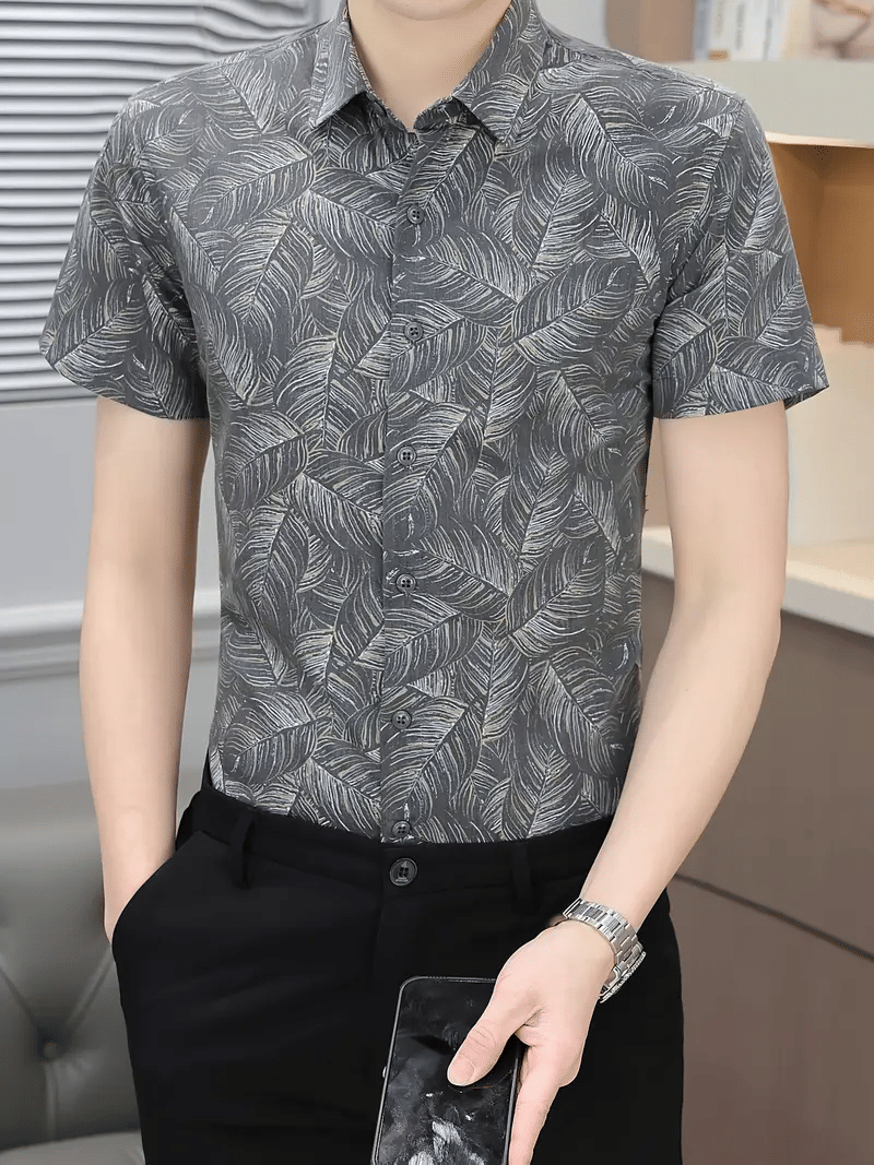     			BEAUE Poly Cotton Regular Fit Printed Half Sleeves Men's Casual Shirt - Black ( Pack of 1 )
