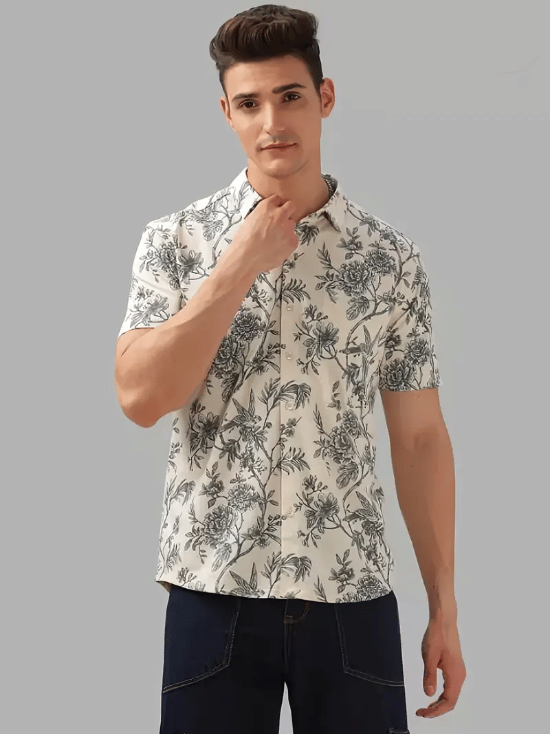     			BEAUE Poly Cotton Regular Fit Printed Half Sleeves Men's Casual Shirt - Multi ( Pack of 1 )