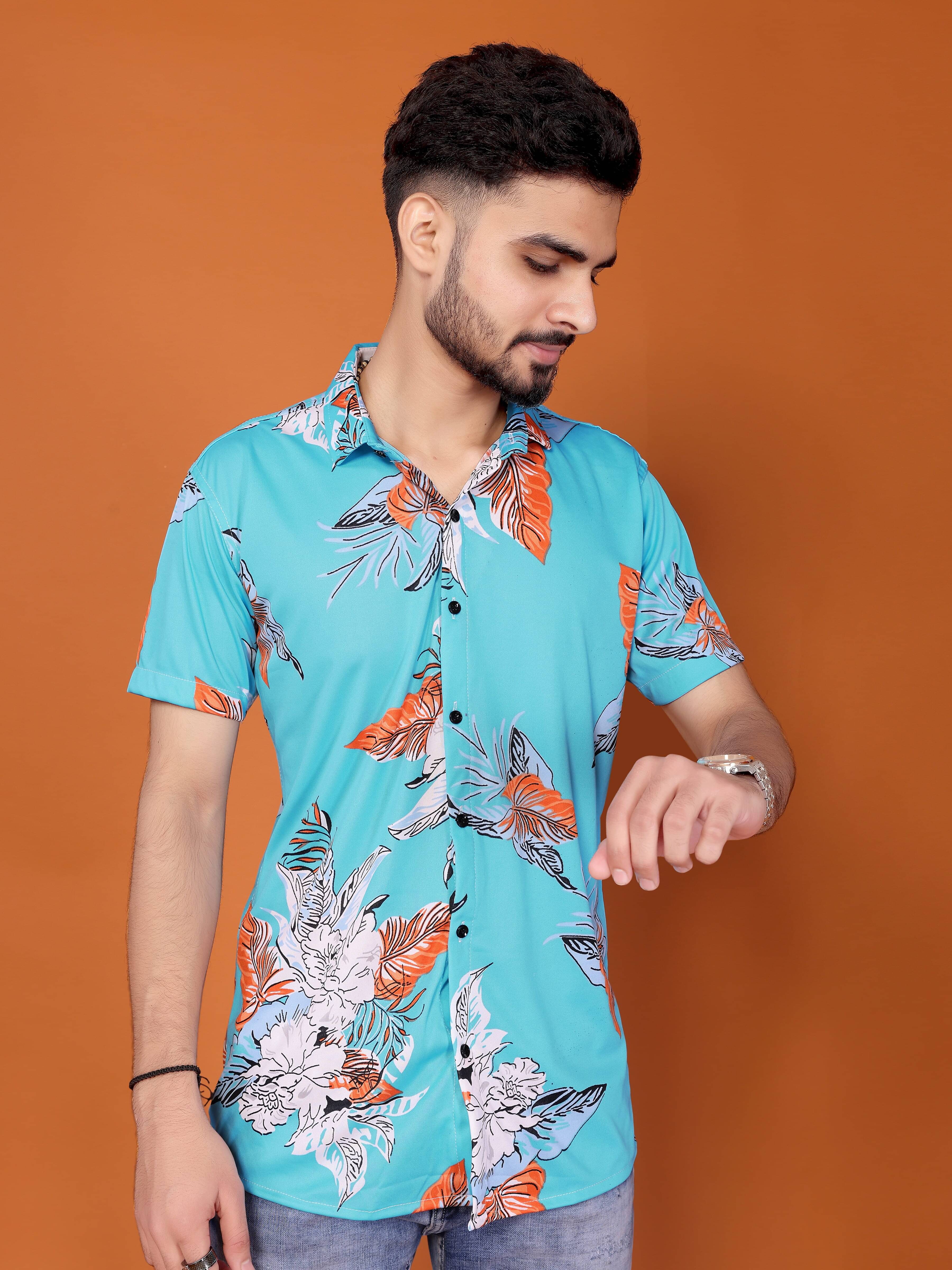     			BLYNK Polyester Regular Fit Printed Half Sleeves Men's Casual Shirt - Blue ( Pack of 1 )