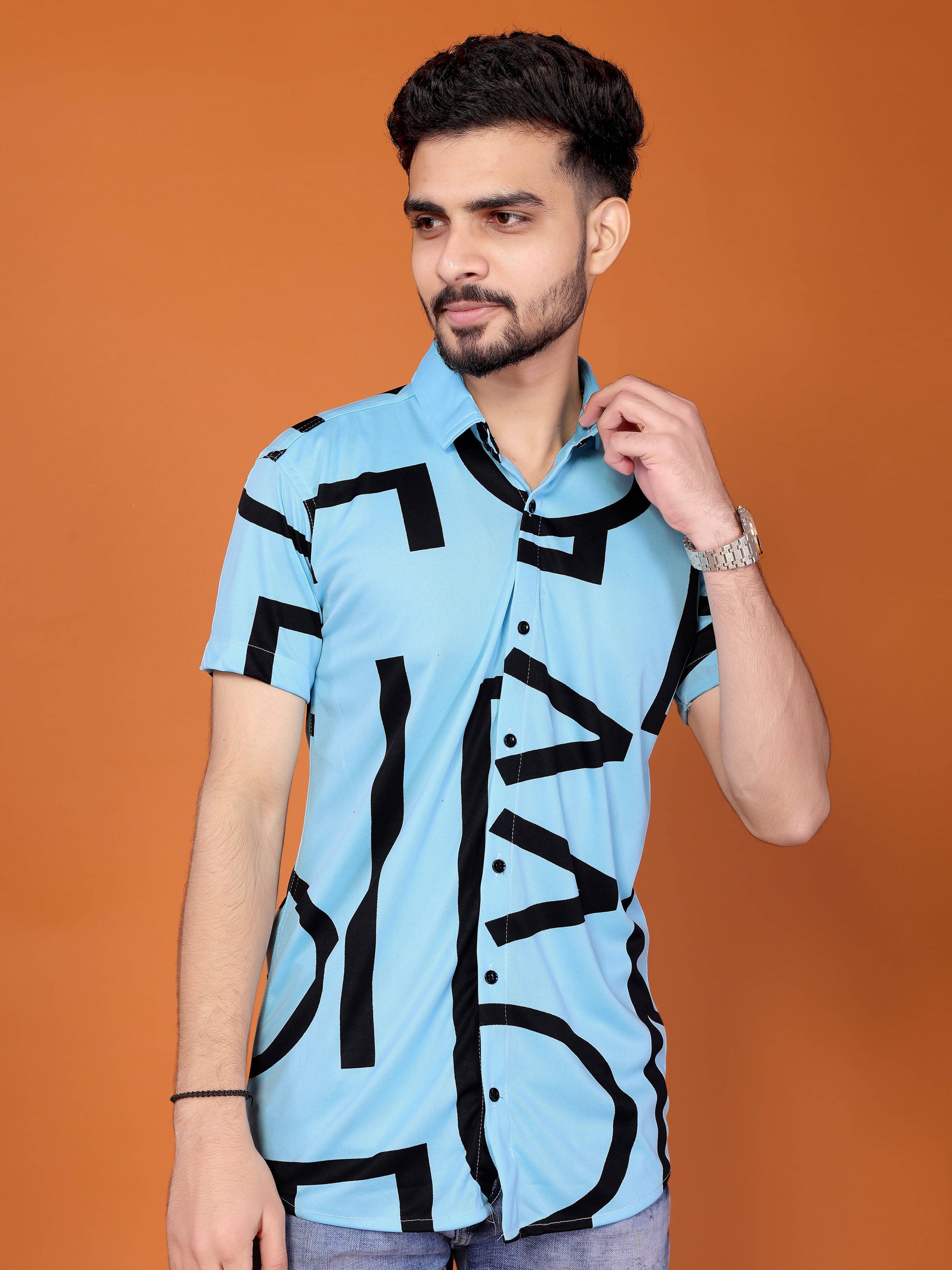 BLYNK Polyester Regular Fit Printed Half Sleeves Men's Casual Shirt - Light Blue ( Pack of 1 ) BLYNK Polyester Regular Fit Printed Half Sleeves Men's Casual Shirt - Light Blue ( Pack of 1 )