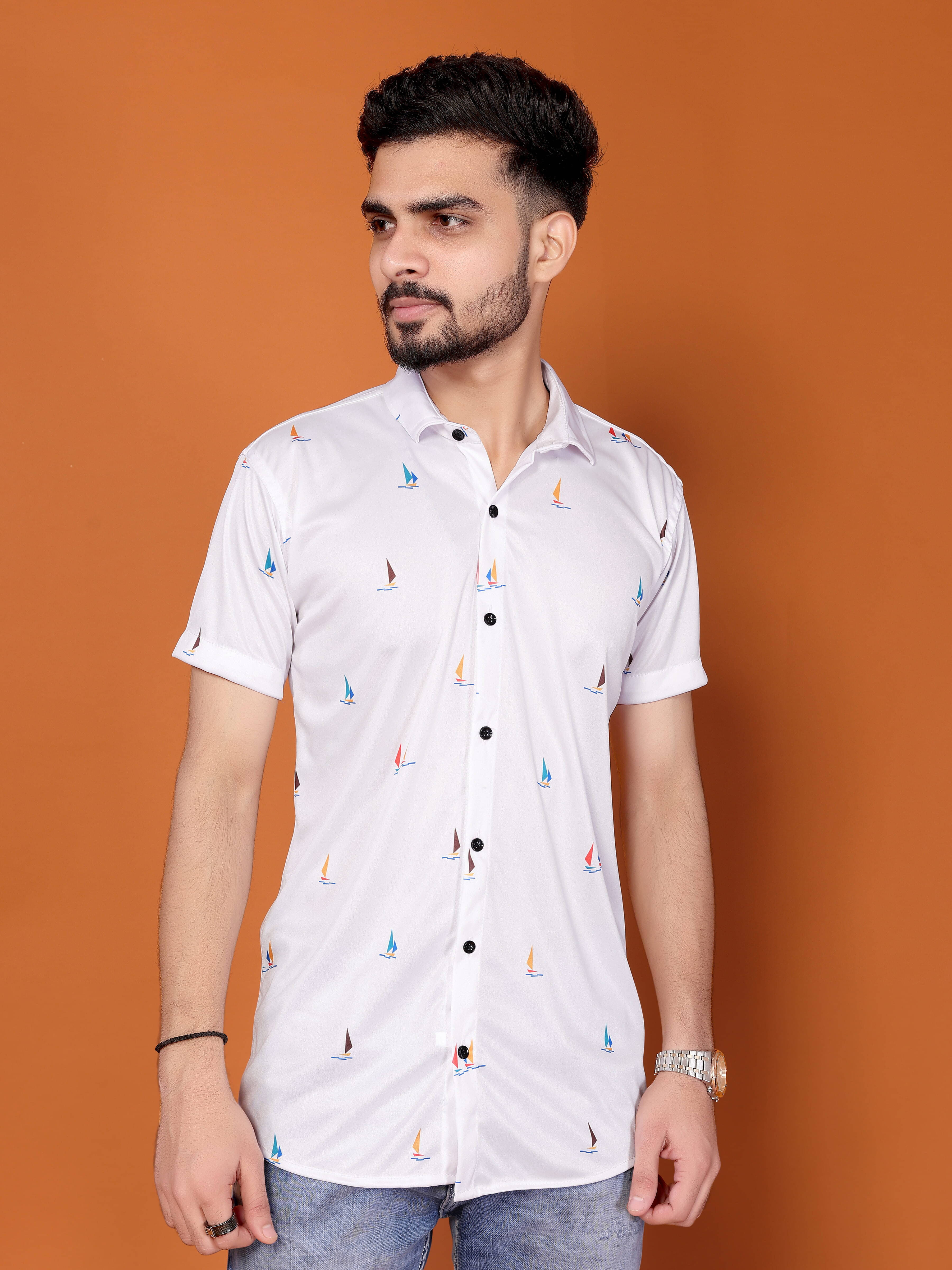 BLYNK Polyester Regular Fit Printed Half Sleeves Men's Casual Shirt - White ( Pack of 1 ) BLYNK Polyester Regular Fit Printed Half Sleeves Men's Casual Shirt - White ( Pack of 1 )