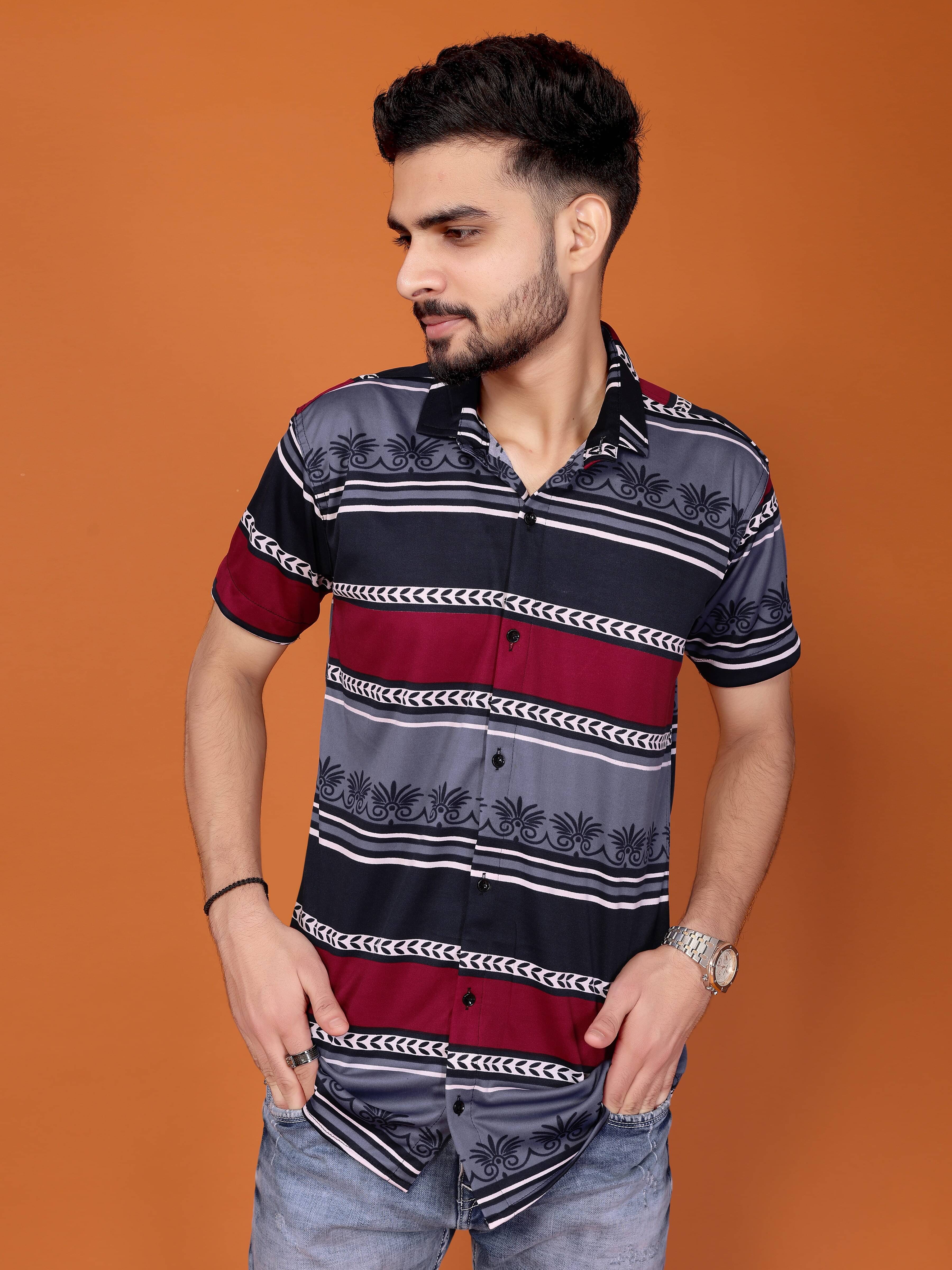     			BLYNK Polyester Regular Fit Striped Half Sleeves Men's Casual Shirt - Grey ( Pack of 1 )