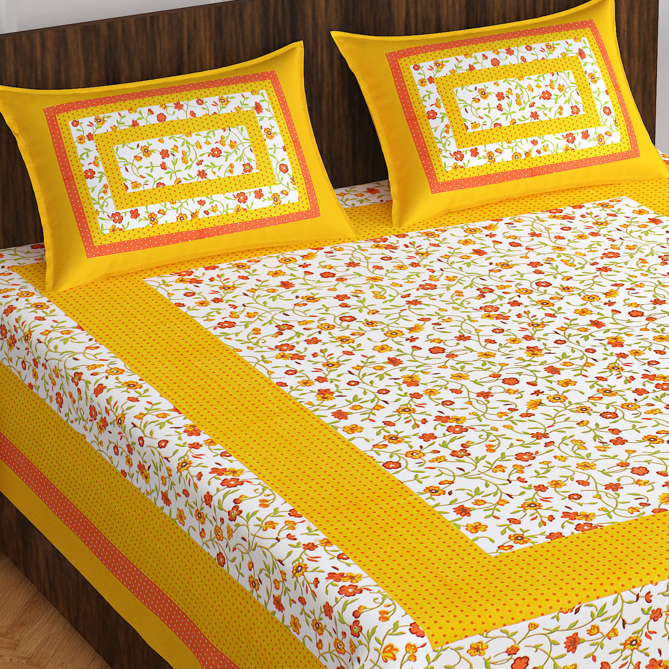 CLOTHOLOGY Cotton 1 Double Bedsheet with 2 Pillow Covers ( Yellow ) CLOTHOLOGY Cotton 1 Double Bedsheet with 2 Pillow Covers ( Yellow )