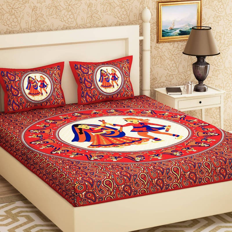     			CLOTHOLOGY Cotton 1 Double Bedsheet with 2 Pillow Covers ( Maroon )