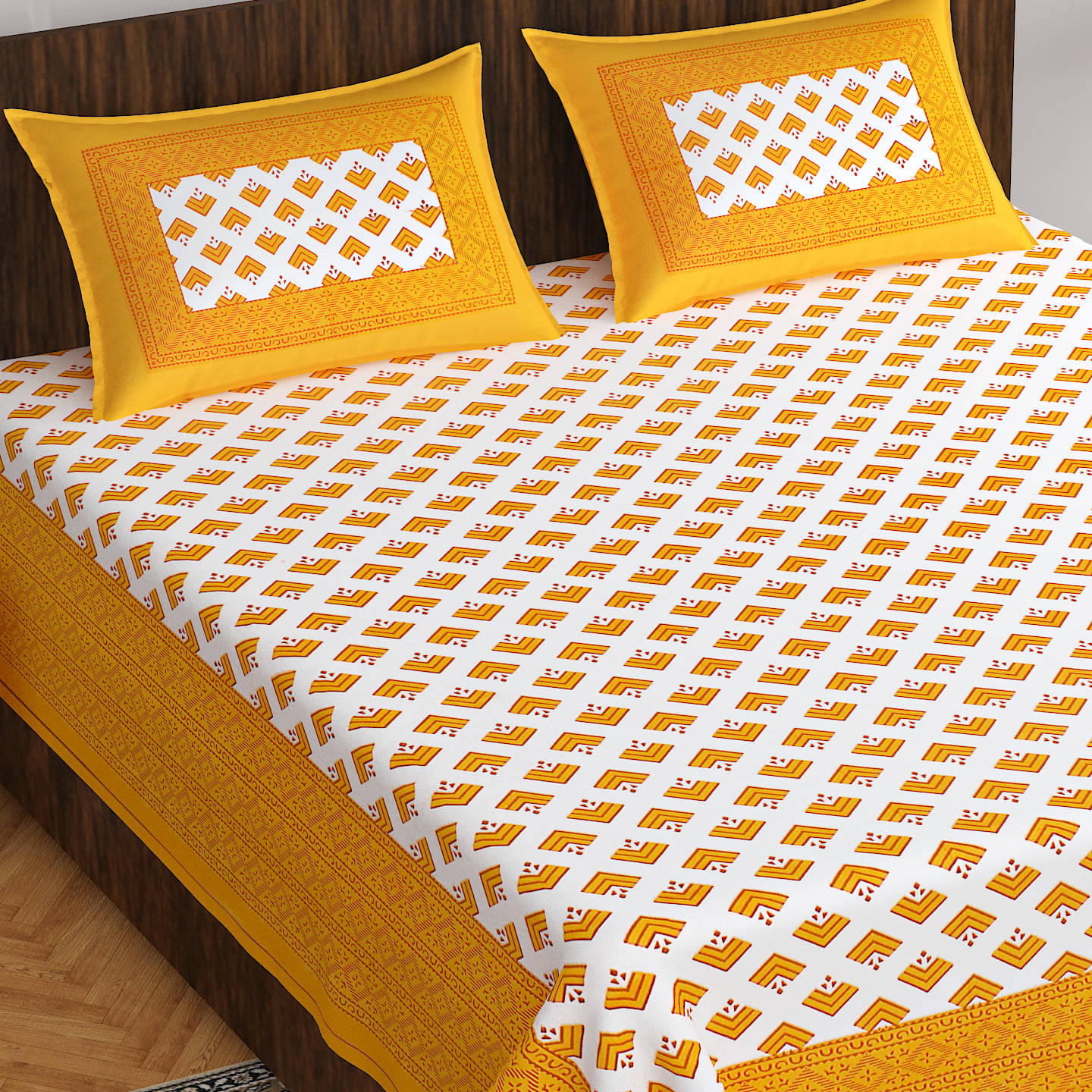 CLOTHOLOGY Cotton 1 Double Bedsheet with 2 Pillow Covers ( Orange ) CLOTHOLOGY Cotton 1 Double Bedsheet with 2 Pillow Covers ( Orange )