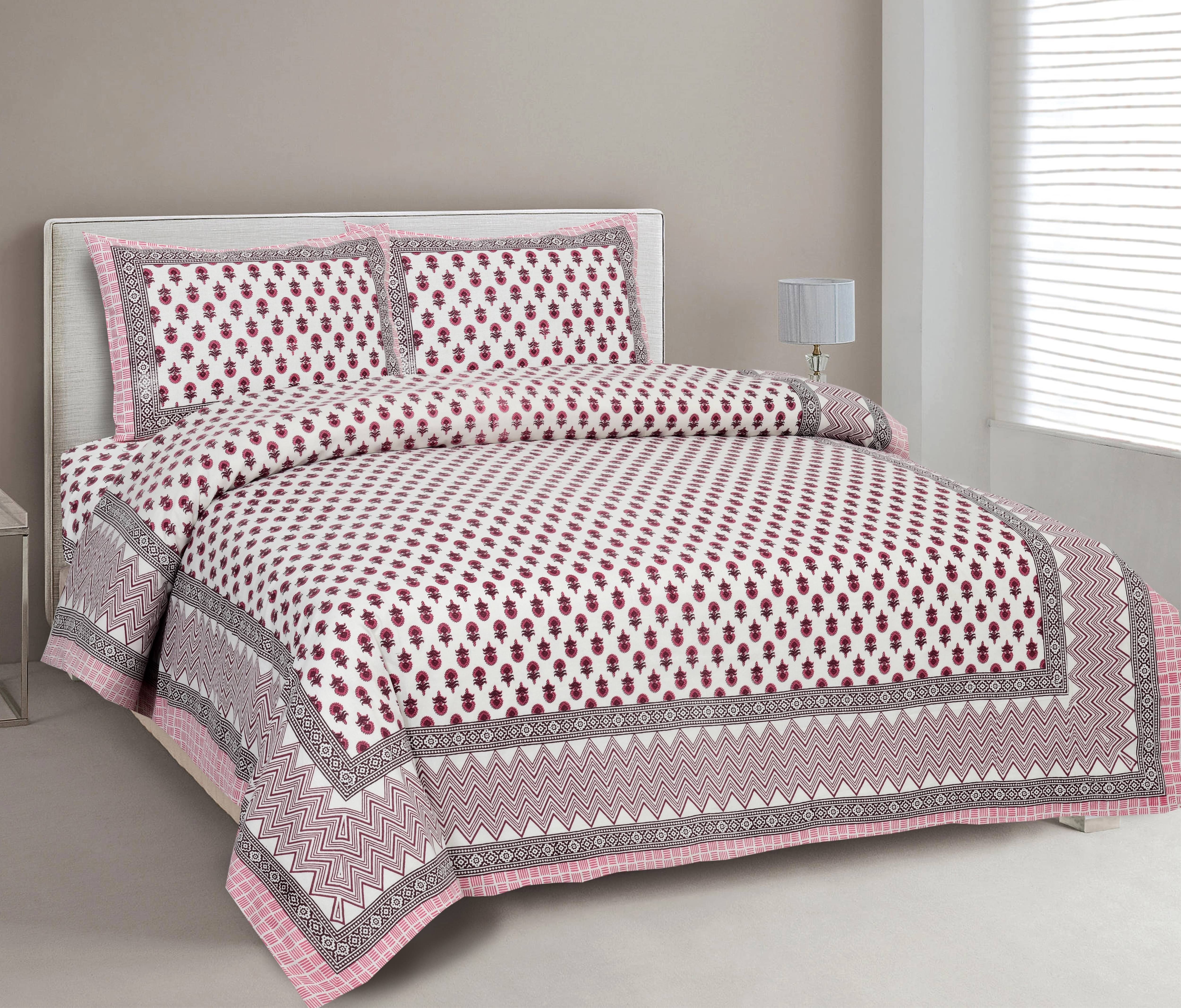     			CLOTHOLOGY Cotton 1 Double King Bedsheet with 2 Pillow Covers ( Multicolor )