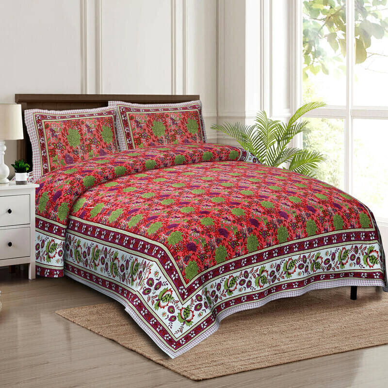     			CLOTHOLOGY Cotton 1 Double King Bedsheet with 2 Pillow Covers ( Multicolor )