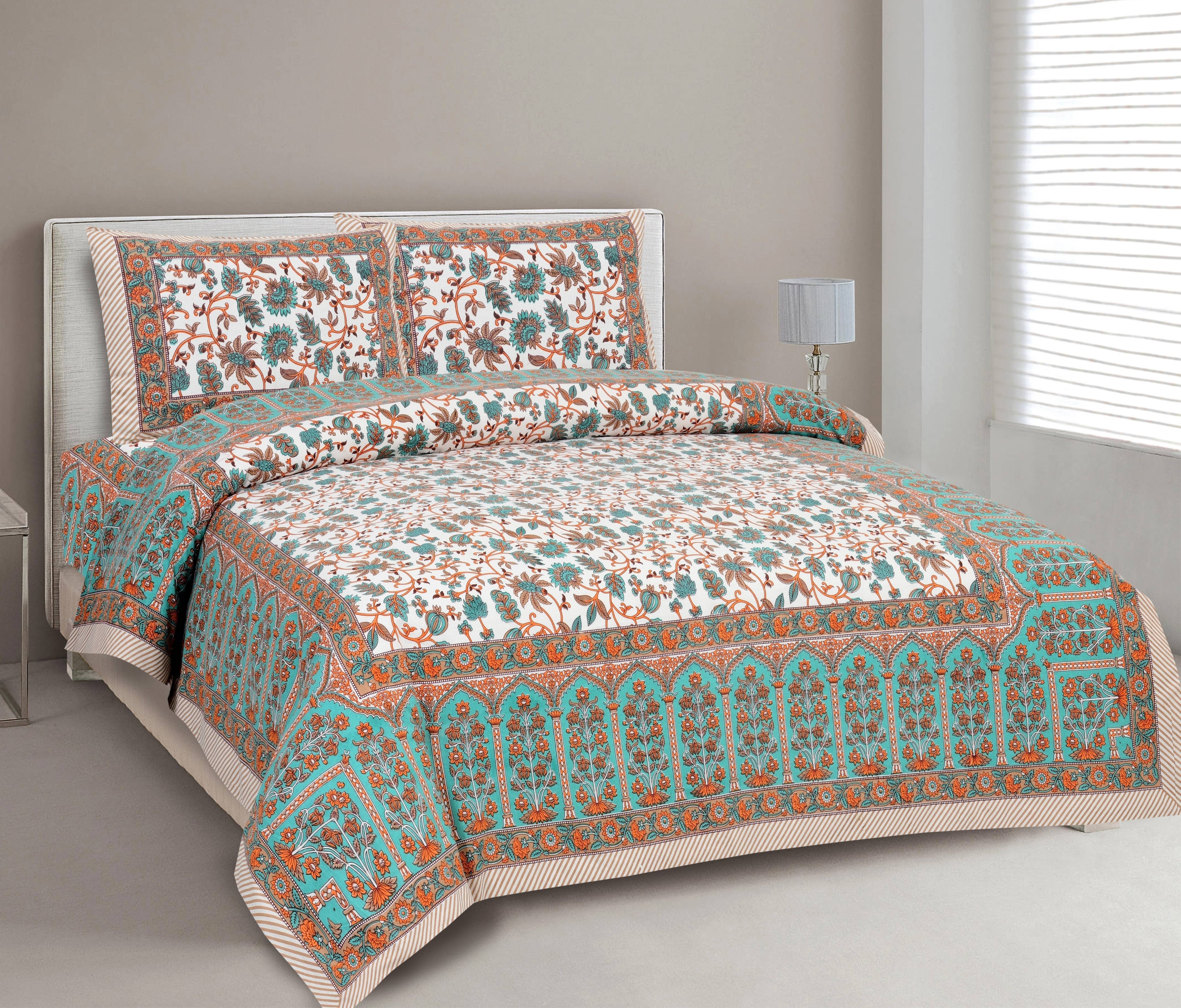     			CLOTHOLOGY Cotton 1 Double King Bedsheet with 2 Pillow Covers ( Multicolor )