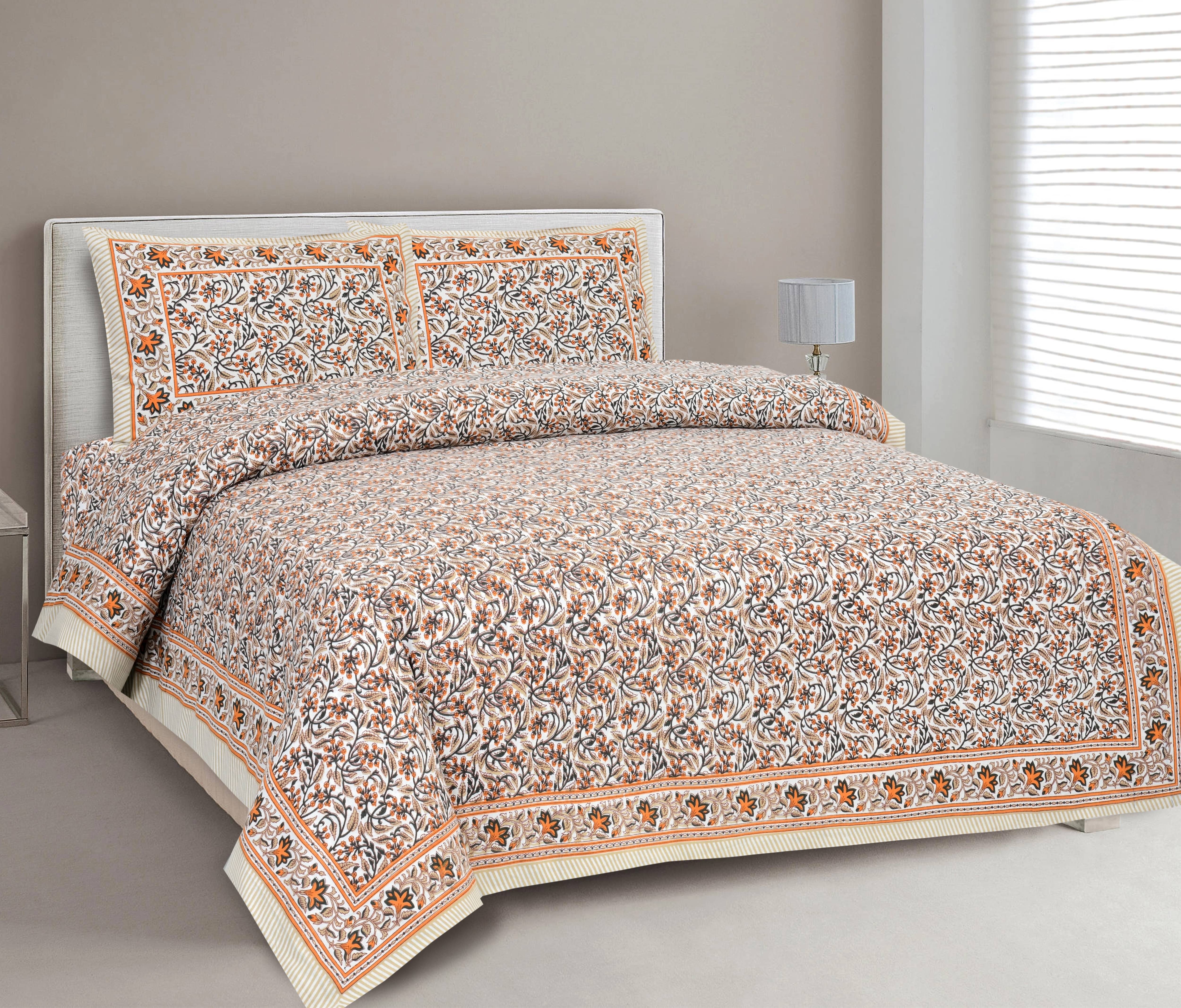     			CLOTHOLOGY Cotton 1 Double King Bedsheet with 2 Pillow Covers ( Multicolor )