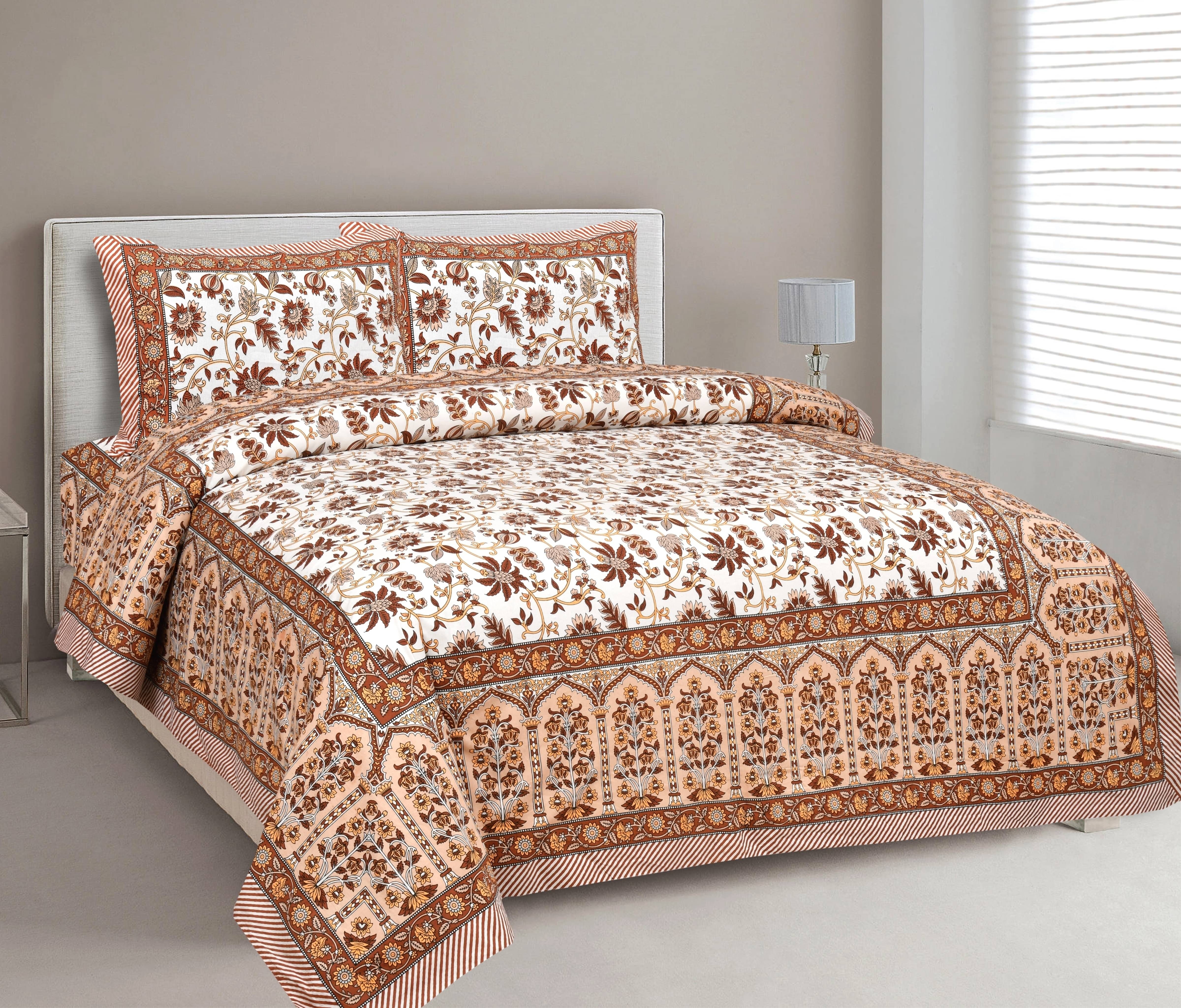     			CLOTHOLOGY Cotton 1 Double King Bedsheet with 2 Pillow Covers ( Multicolor )