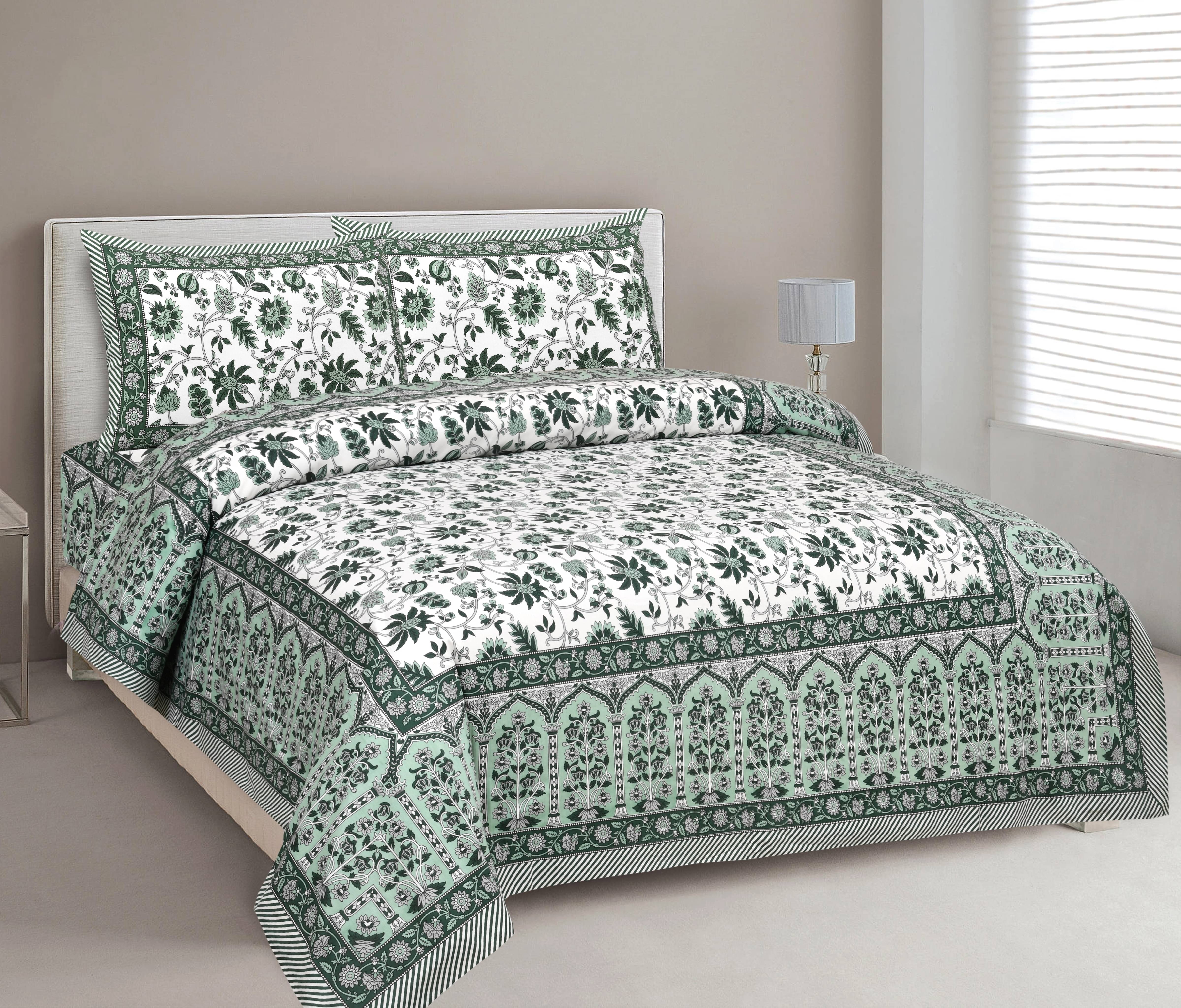     			CLOTHOLOGY Cotton 1 Double King Bedsheet with 2 Pillow Covers ( Multicolor )