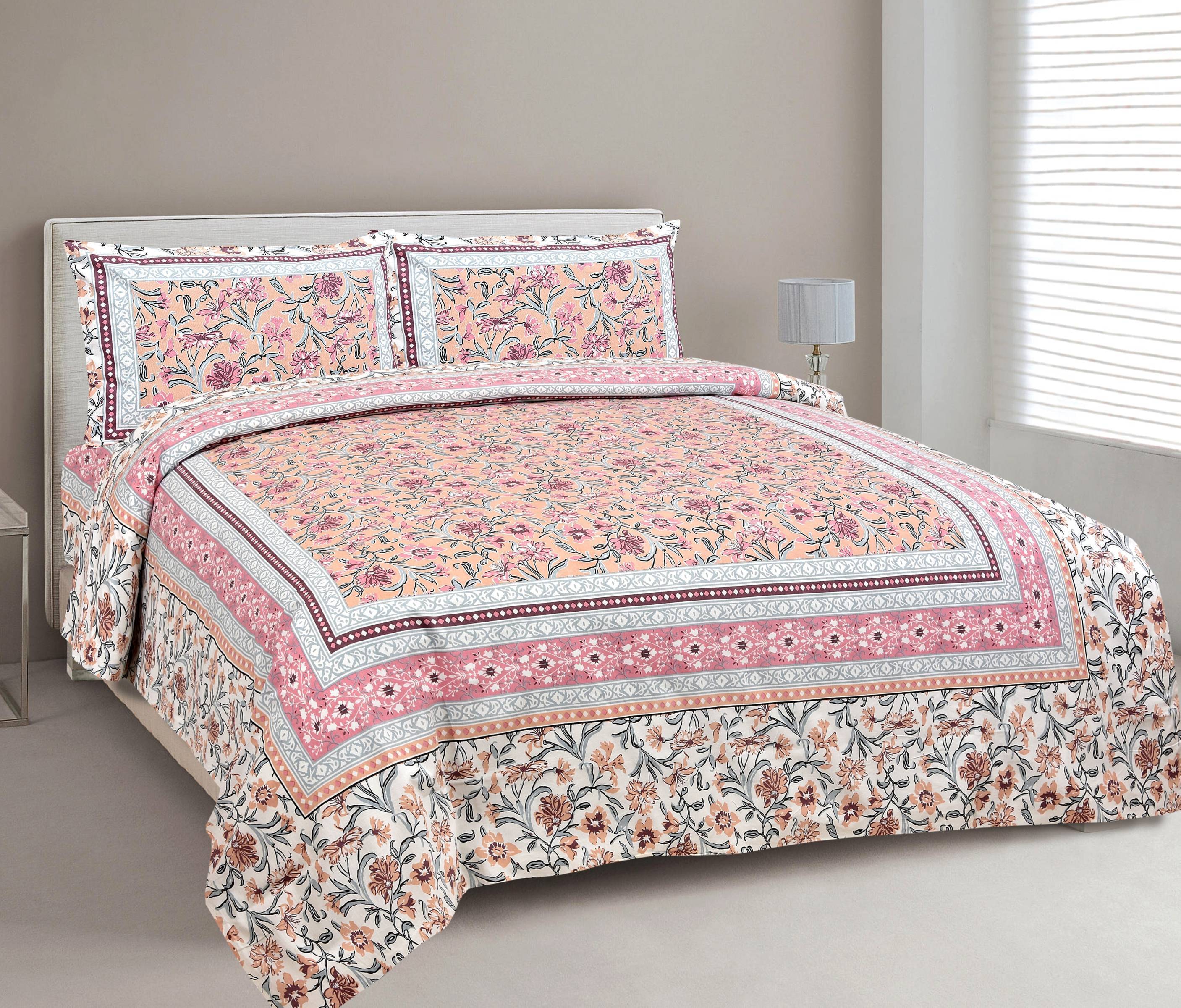 CLOTHOLOGY Cotton 1 Double King Bedsheet with 2 Pillow Covers ( Multicolor ) CLOTHOLOGY Cotton 1 Double King Bedsheet with 2 Pillow Covers ( Multicolor )