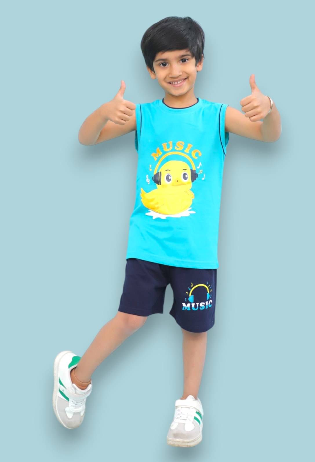 Chandrika Pack of 1 Boys Cotton Blend T-Shirt & Shorts Set ( Sea Green )     			Chandrika Pack of 1 Boys Cotton Blend T-Shirt & Shorts Set ( Sea Green )