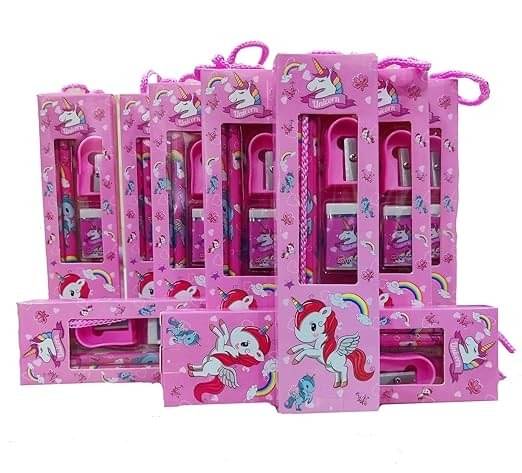    			ECLET 12Pcs Unicorn Stationery Small Gift Set for Kids 2 Pencil/Eraser/Sharpener/Ruler