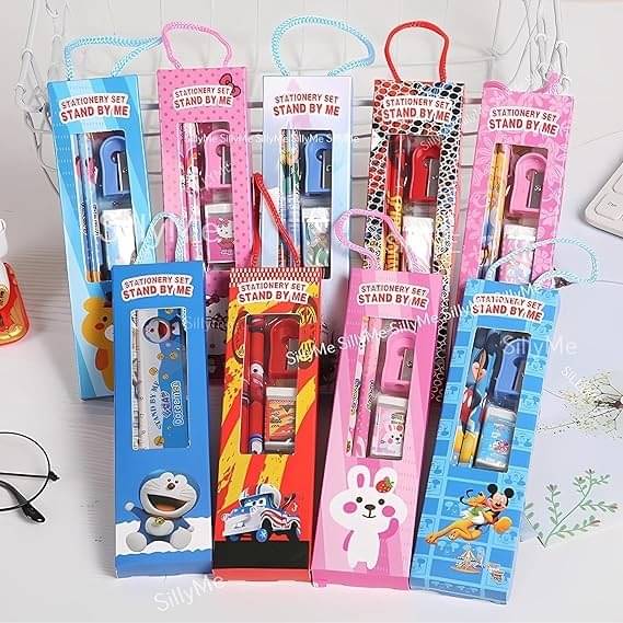     			ECLET 24Pcs_Mix Design Small School Stationery Gift Set-Pencil/Scale/Eraser/Sharpener  (Multicolor) SET OF 1