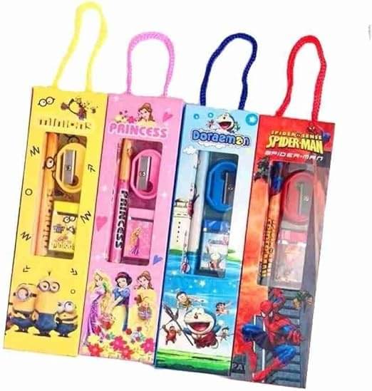 ECLET 4Pcs_Mix Designer Small School Stationery Gift Set-Pencil/Scale/Eraser/Sharpener (Multicolor)SET OF 1 ECLET 4Pcs_Mix Designer Small School Stationery Gift Set-Pencil/Scale/Eraser/Sharpener (Multicolor)SET OF 1