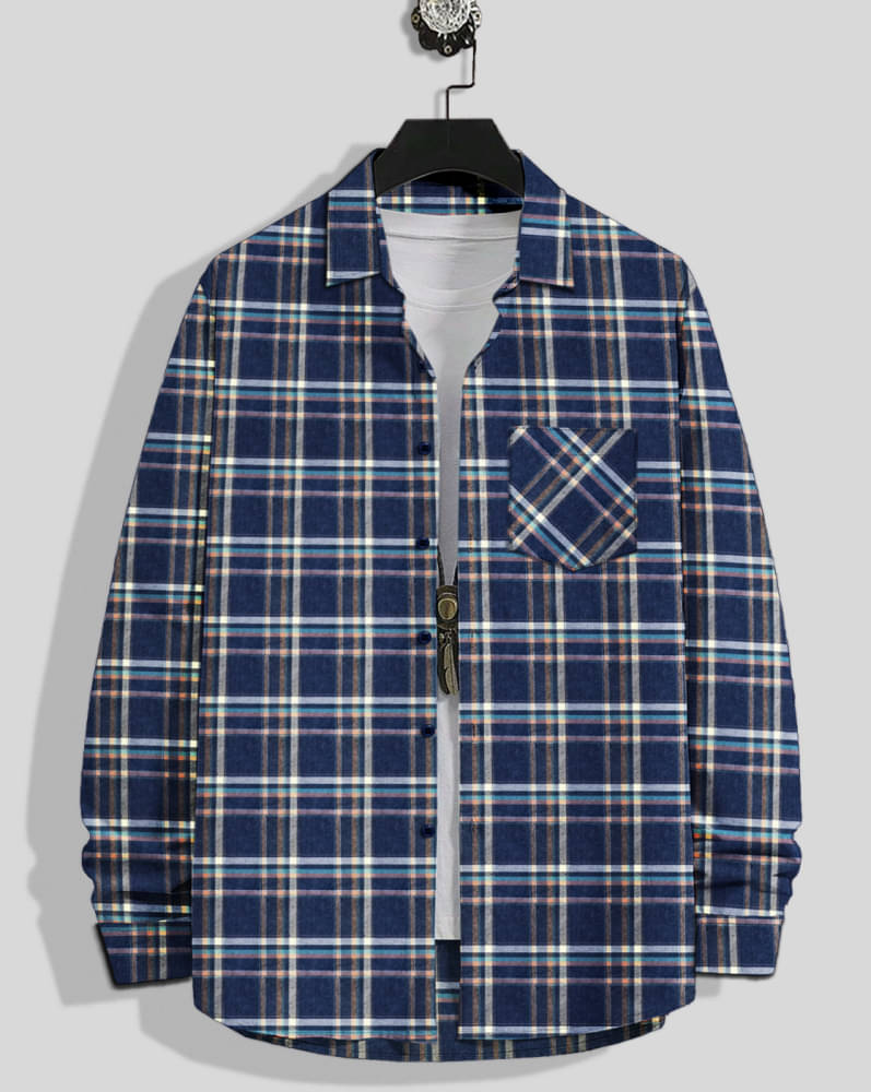 Eyebogler Cotton Blend Regular Fit Checks Full Sleeves Men's Casual Shirt - Navy Blue ( Pack of 1 ) Eyebogler Cotton Blend Regular Fit Checks Full Sleeves Men's Casual Shirt - Navy Blue ( Pack of 1 )
